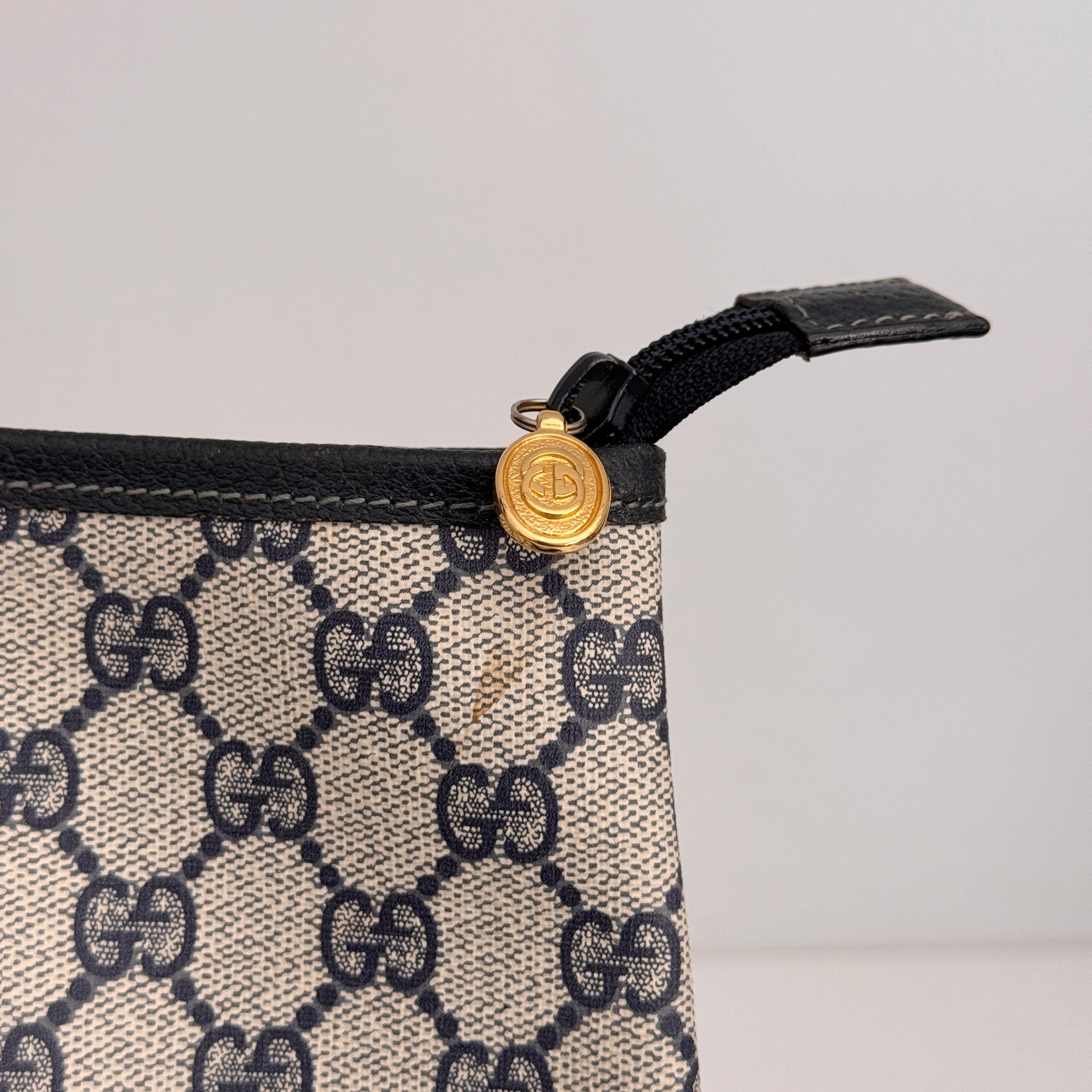 Navy GG Large Shoulder Bag