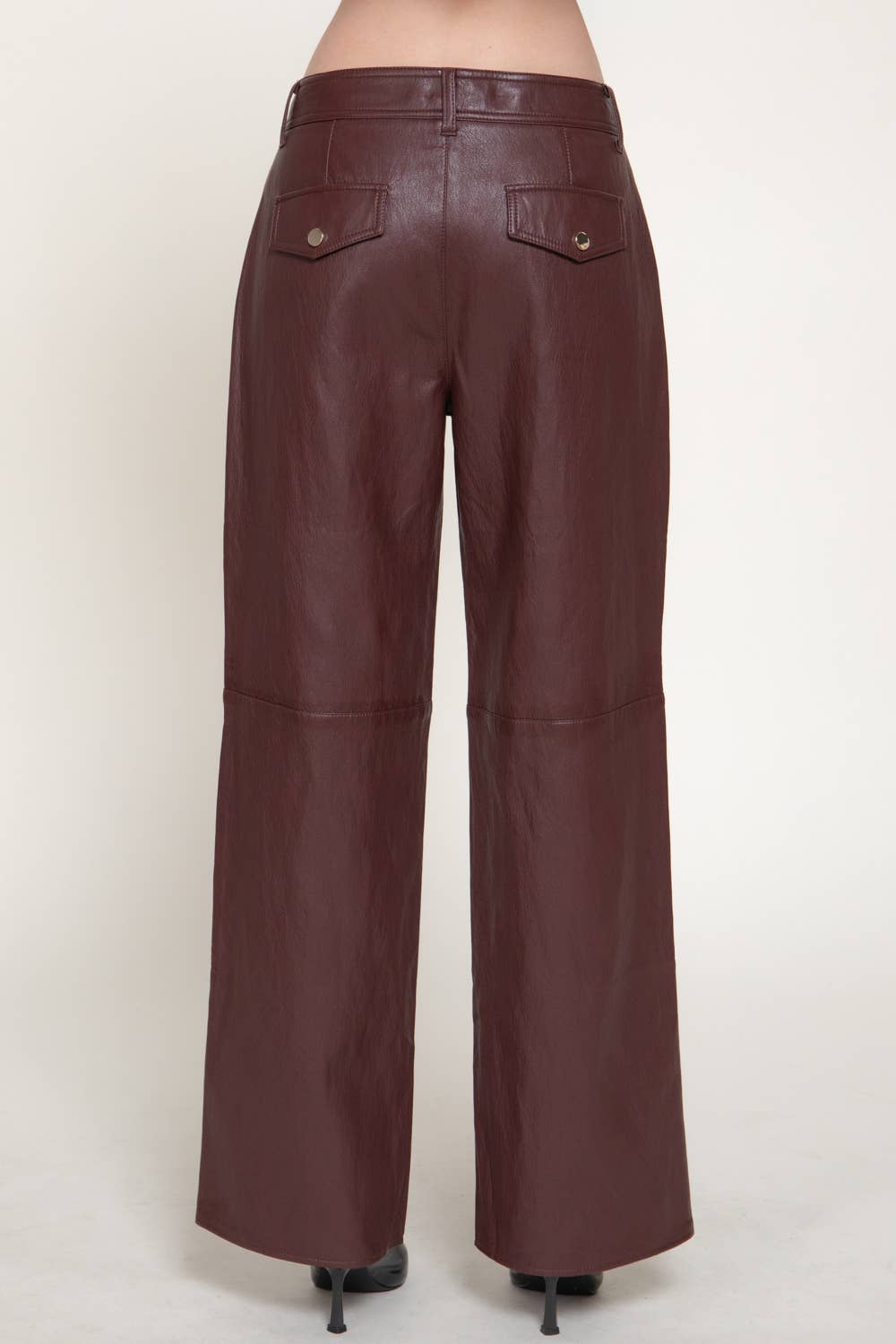 Straight Leg Leather Long Pants