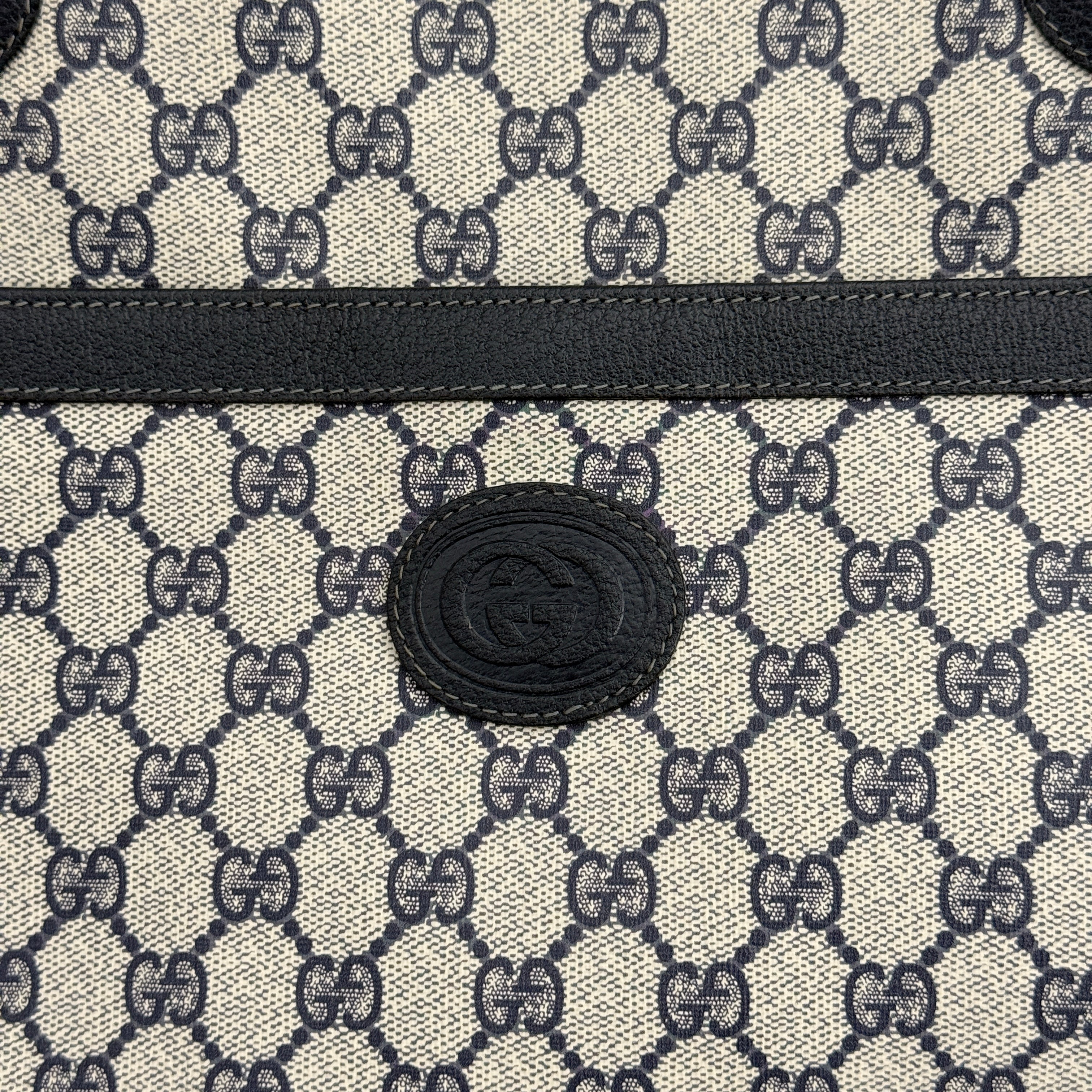 Navy GG Large Shoulder Bag