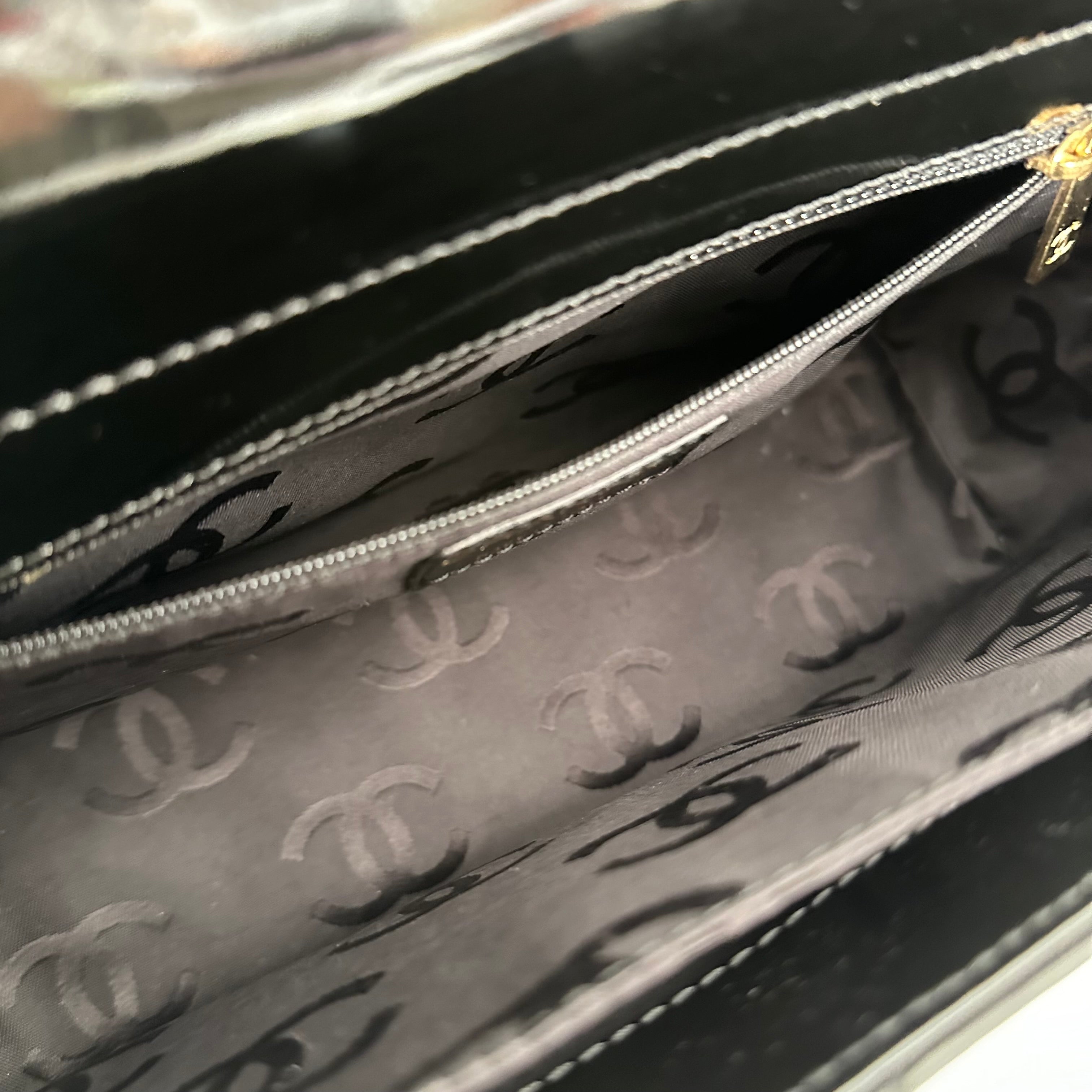 Quilted Patent Square Shoulder Bag