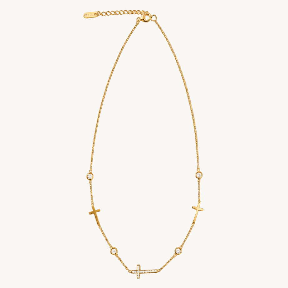 RHINESTONE CROSS NECKLACE
