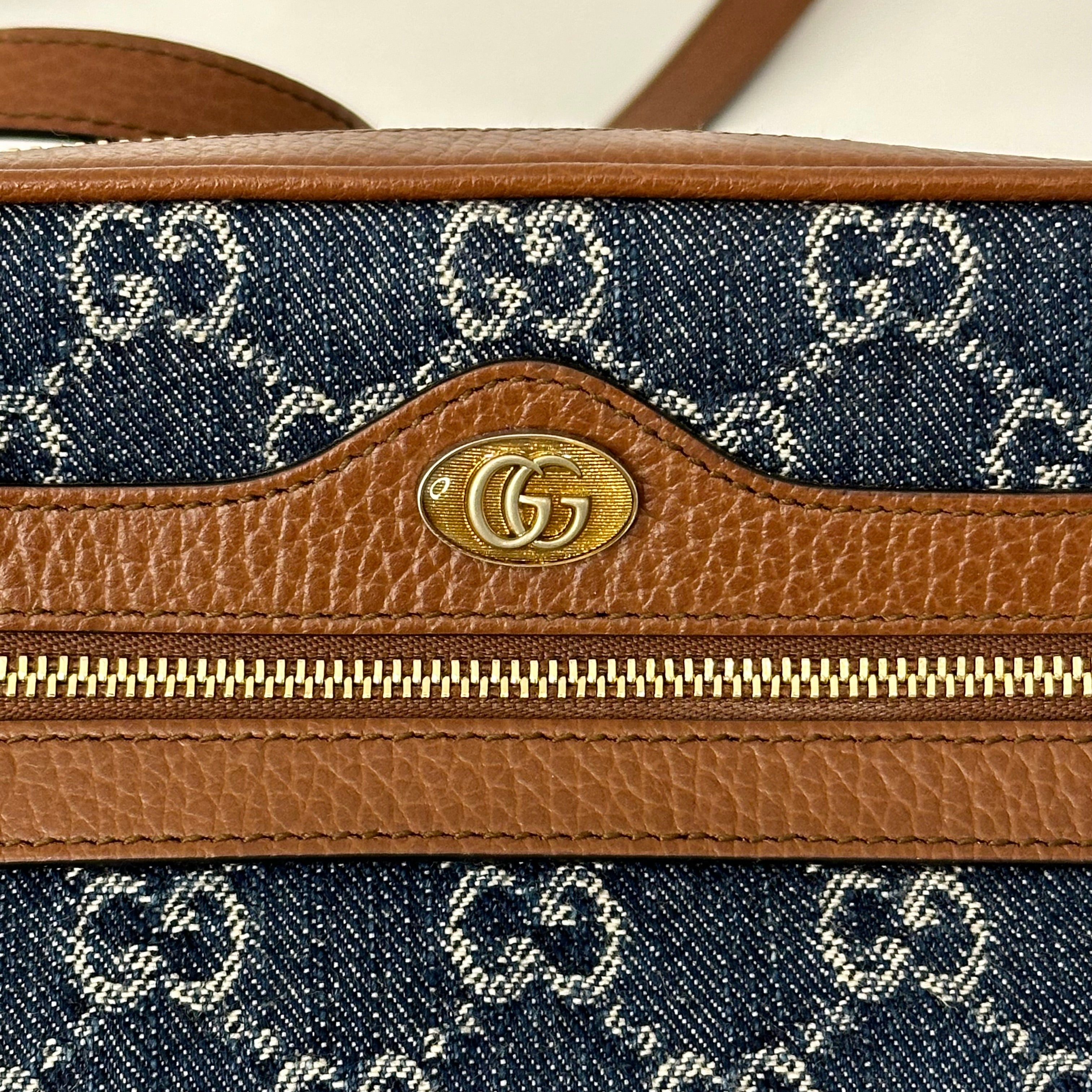 Denim Mini Ophidia Shoulder Bag