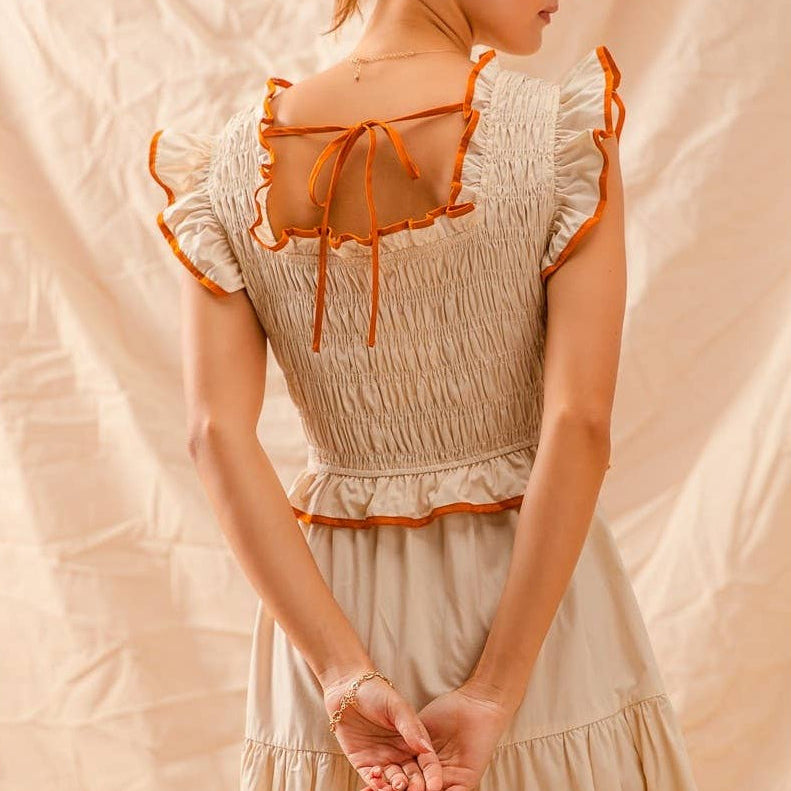 SMOCKED TIERED DRESS