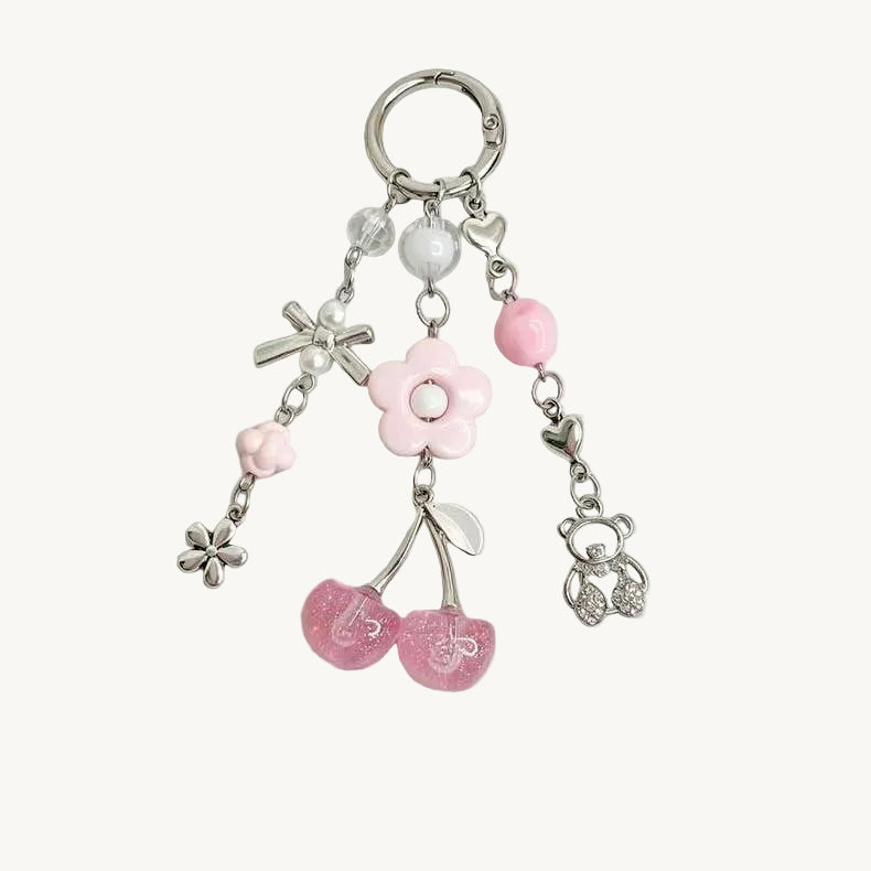 Flower Cherry Little Bear Bag Charm