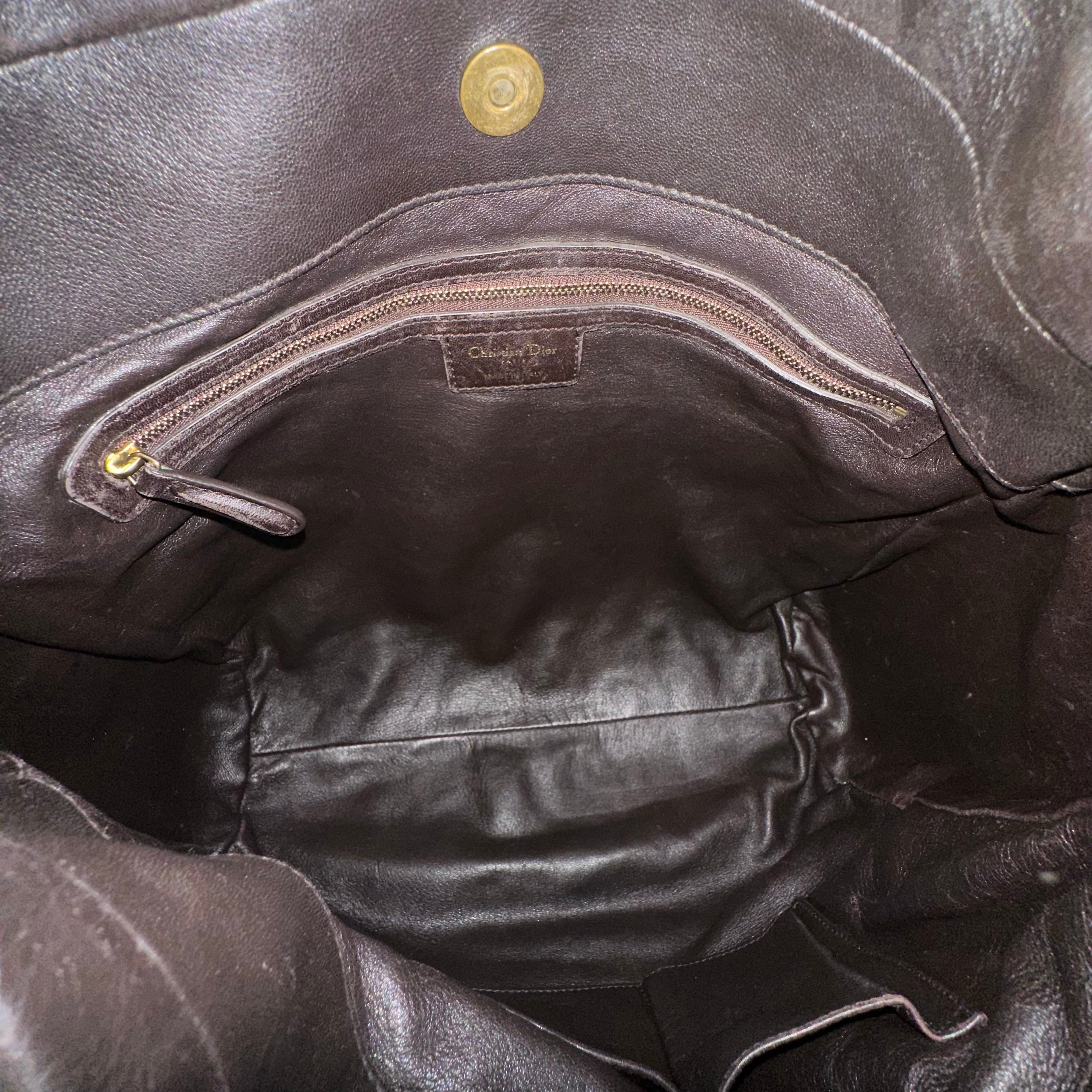 CD DARK BROWN CALFSKIN SHOULDER BAG