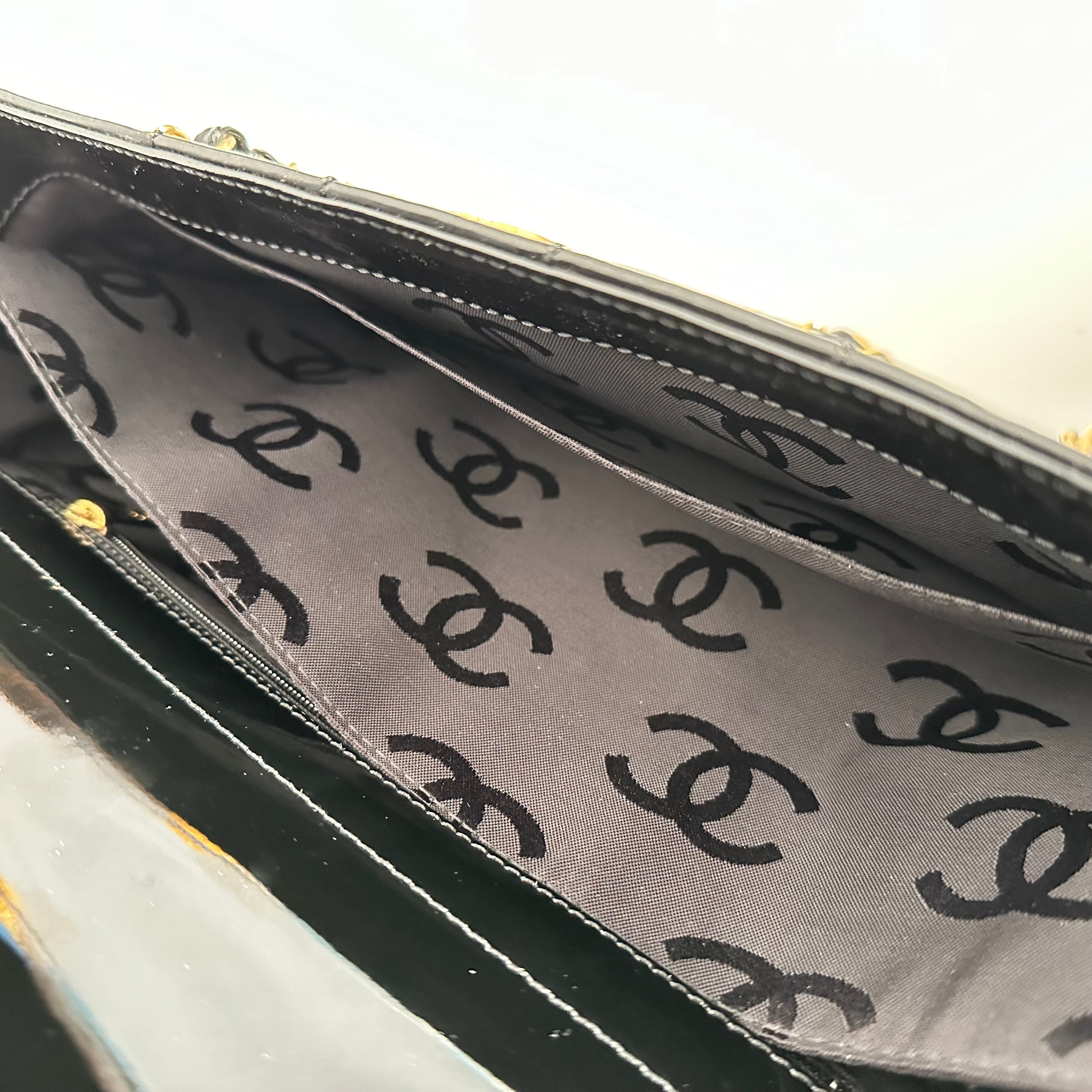 Quilted Patent Square Shoulder Bag