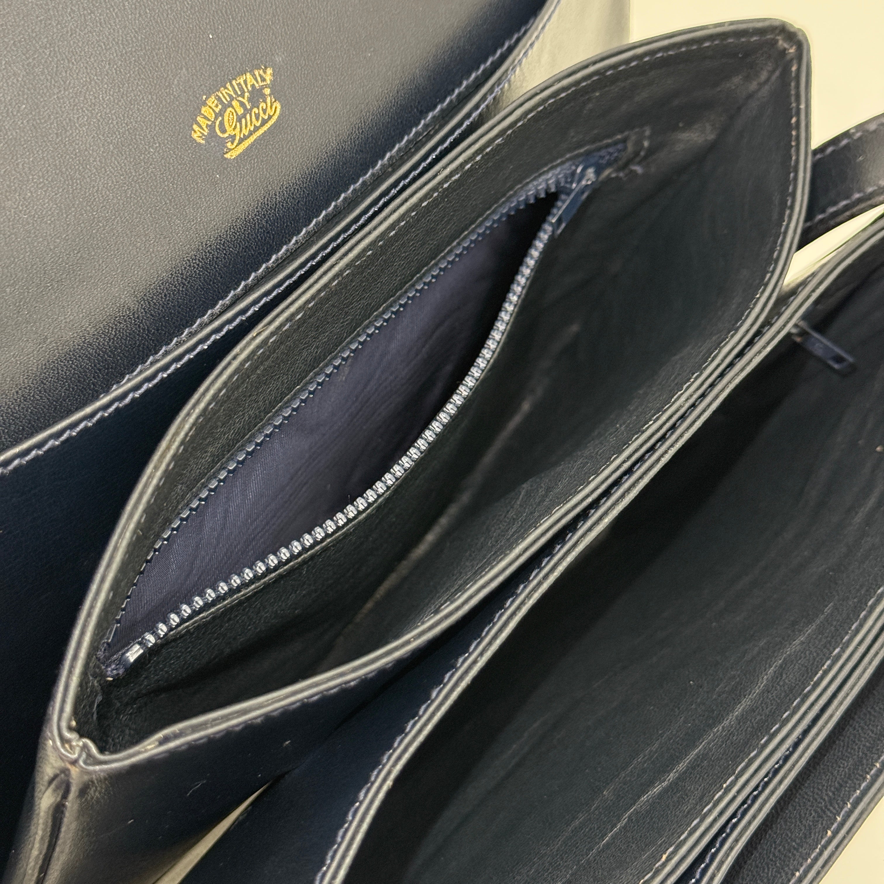 Navy GG Shoulder Bag