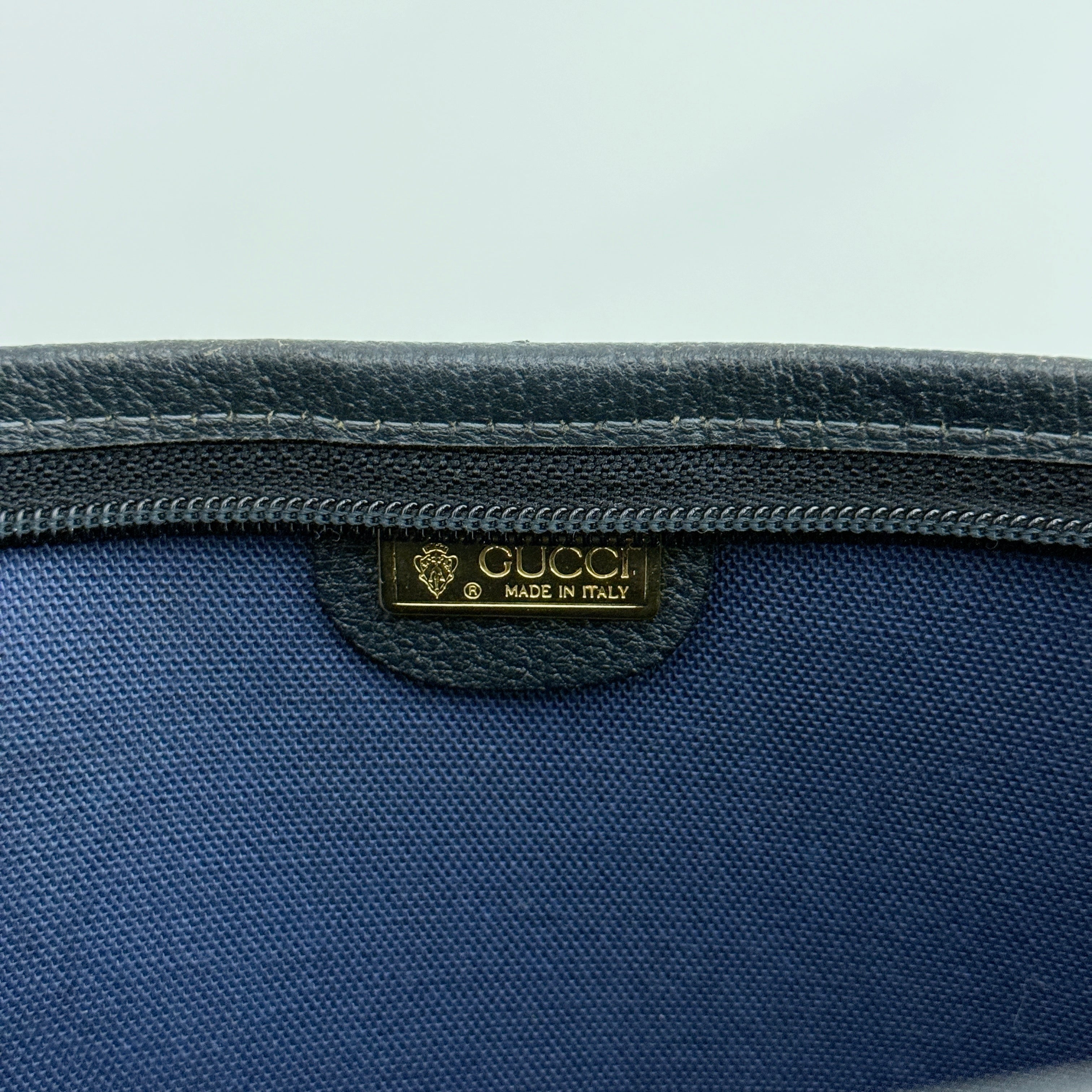 Navy GG Large Shoulder Bag