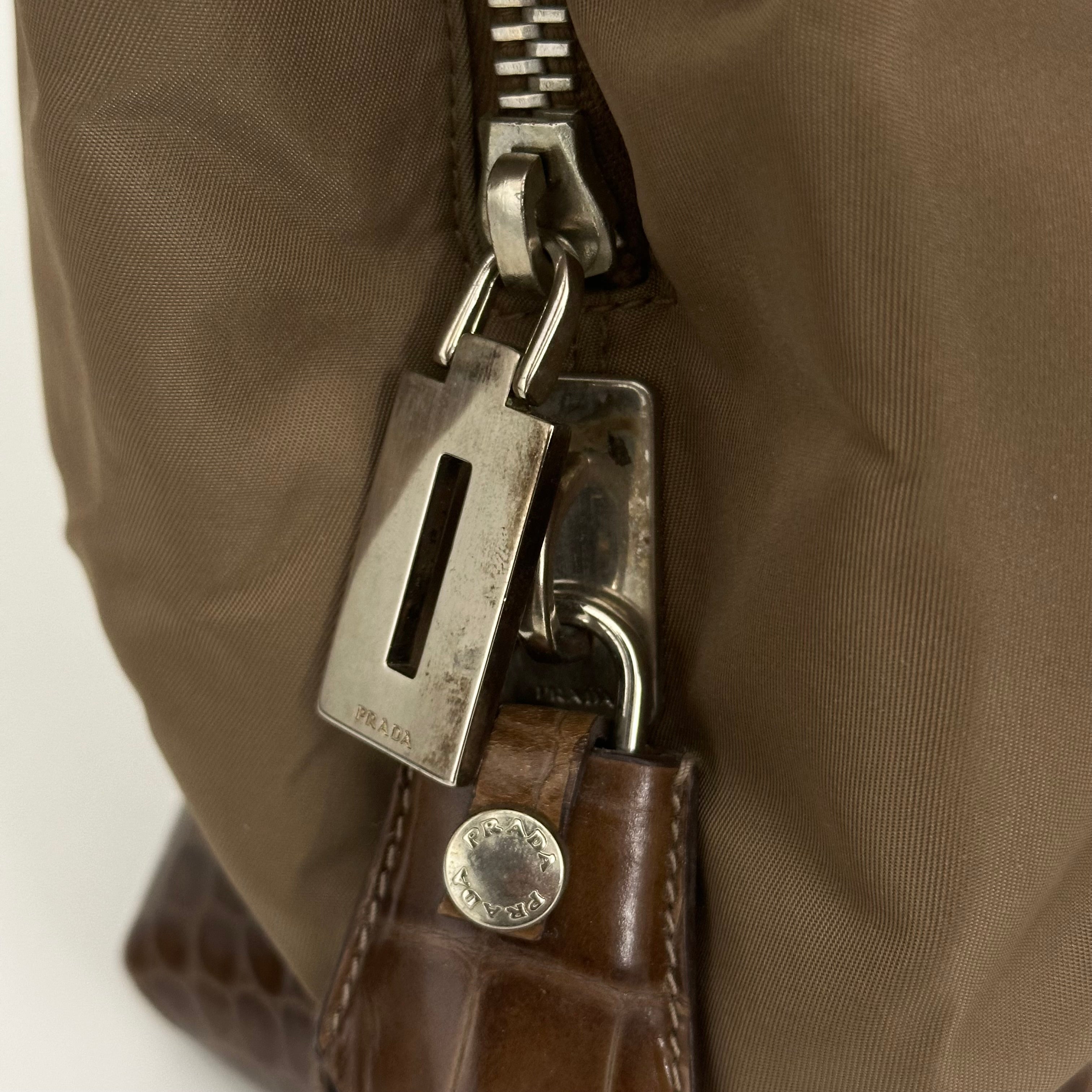 Nylon Calfskin Crocodile Embosses Tote