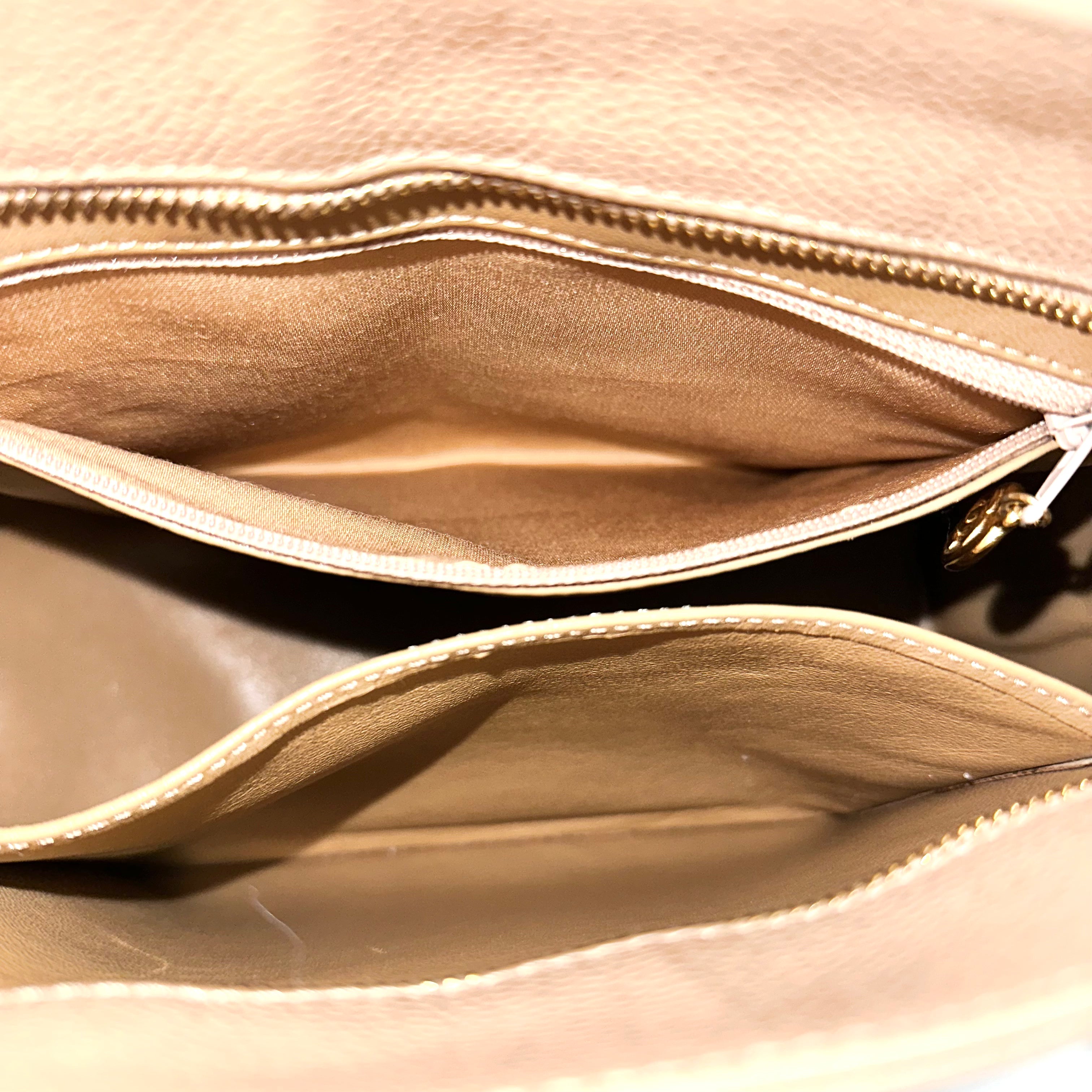 Beige Caviar Medallion Tote