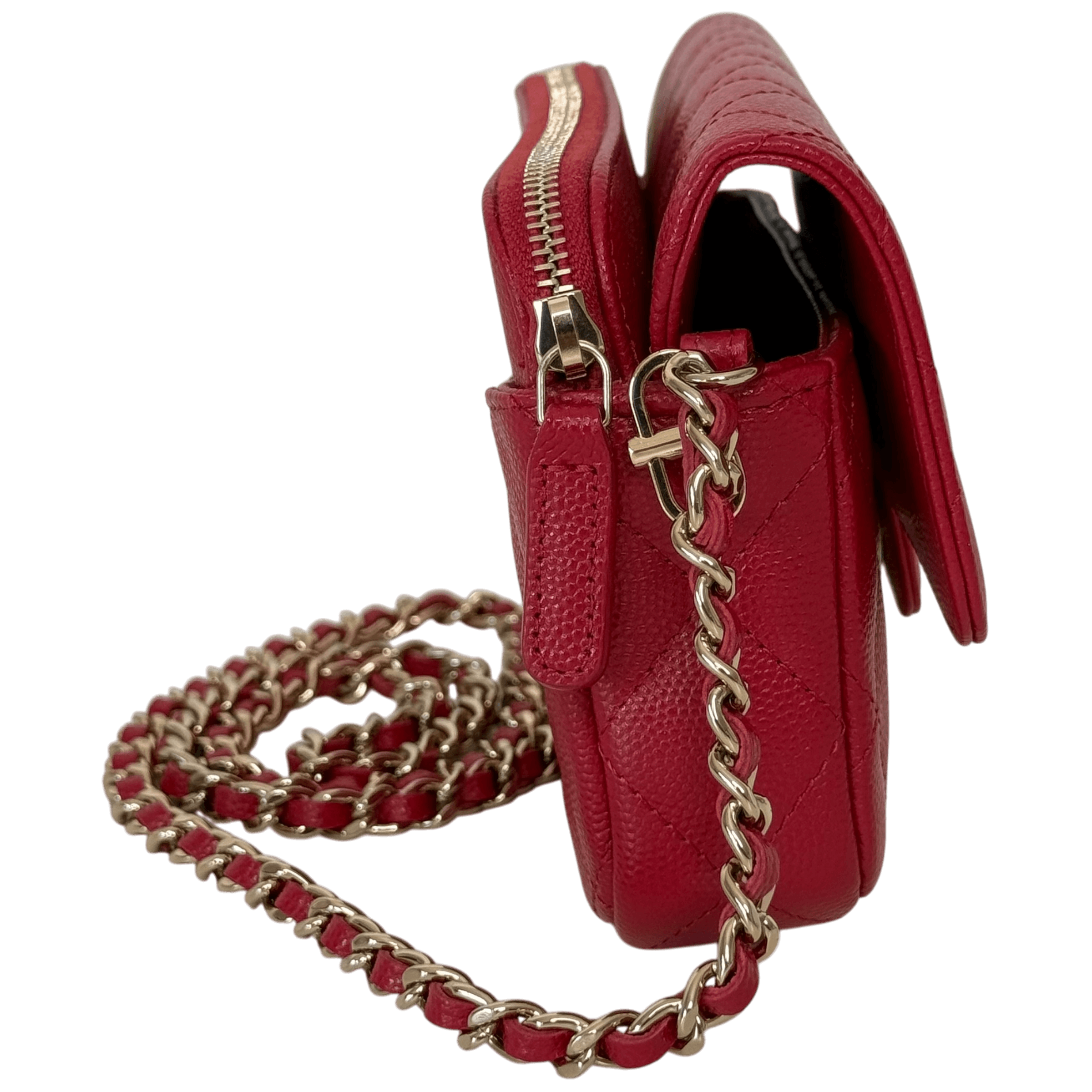 Caviar Flap Phone Holder w/ Chain