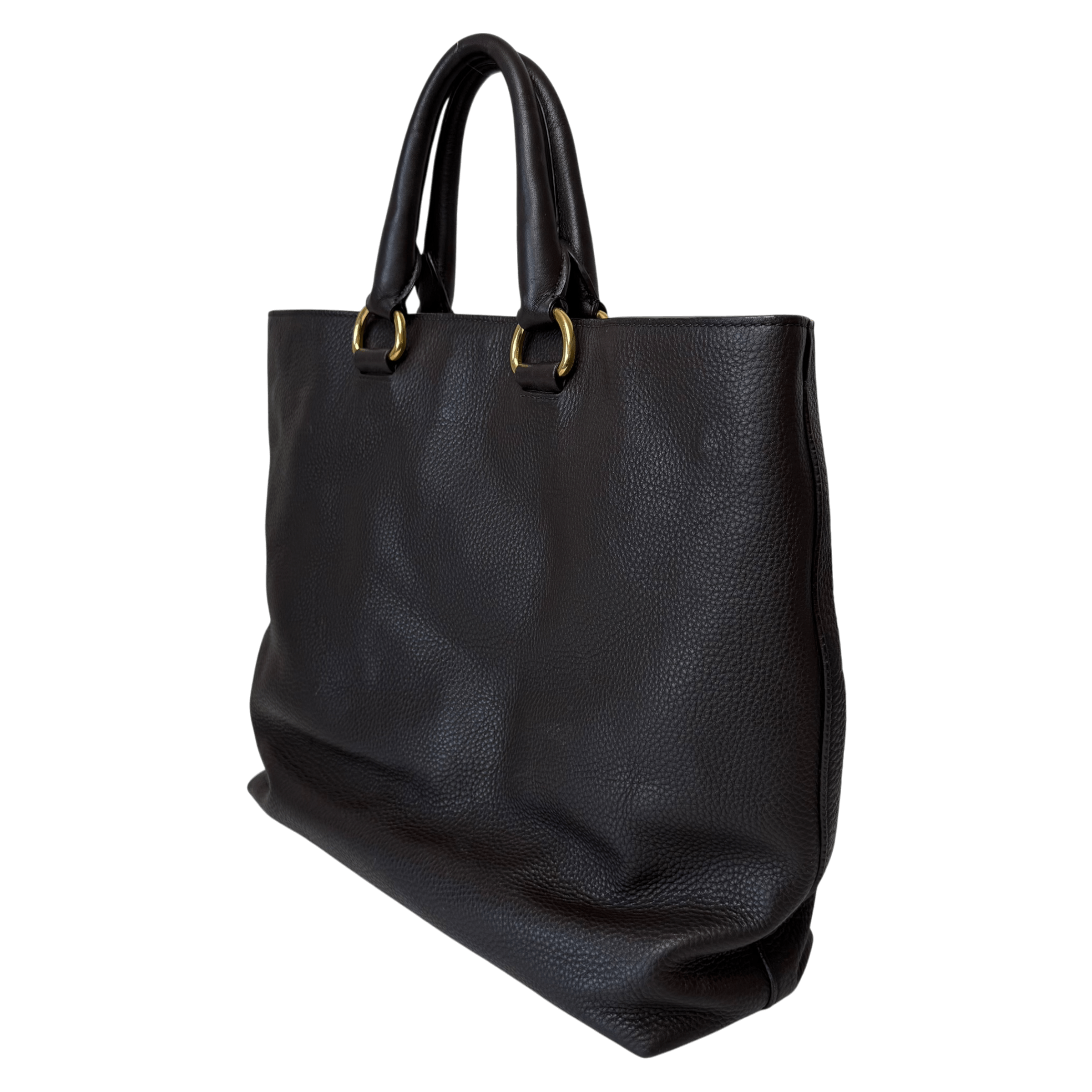Daino Dark Brown Leather Tote w/strap