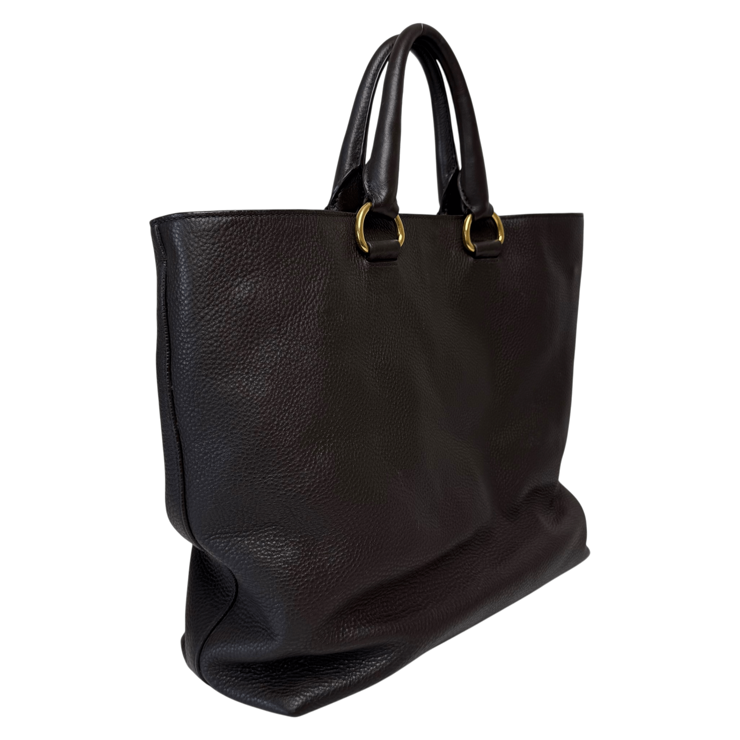 Daino Dark Brown Leather Tote w/strap