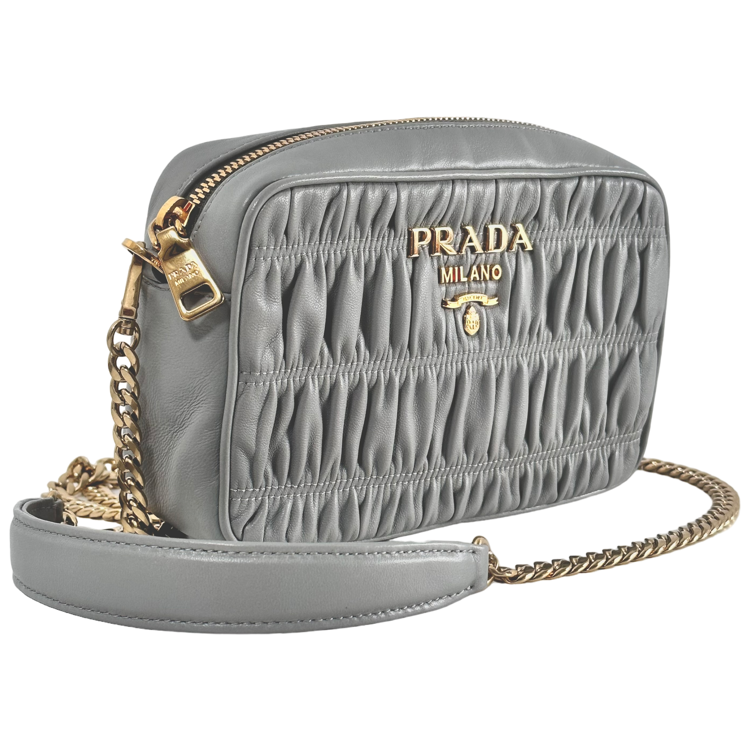 Light Grey Bandoliera Nappa Gaufre Bag