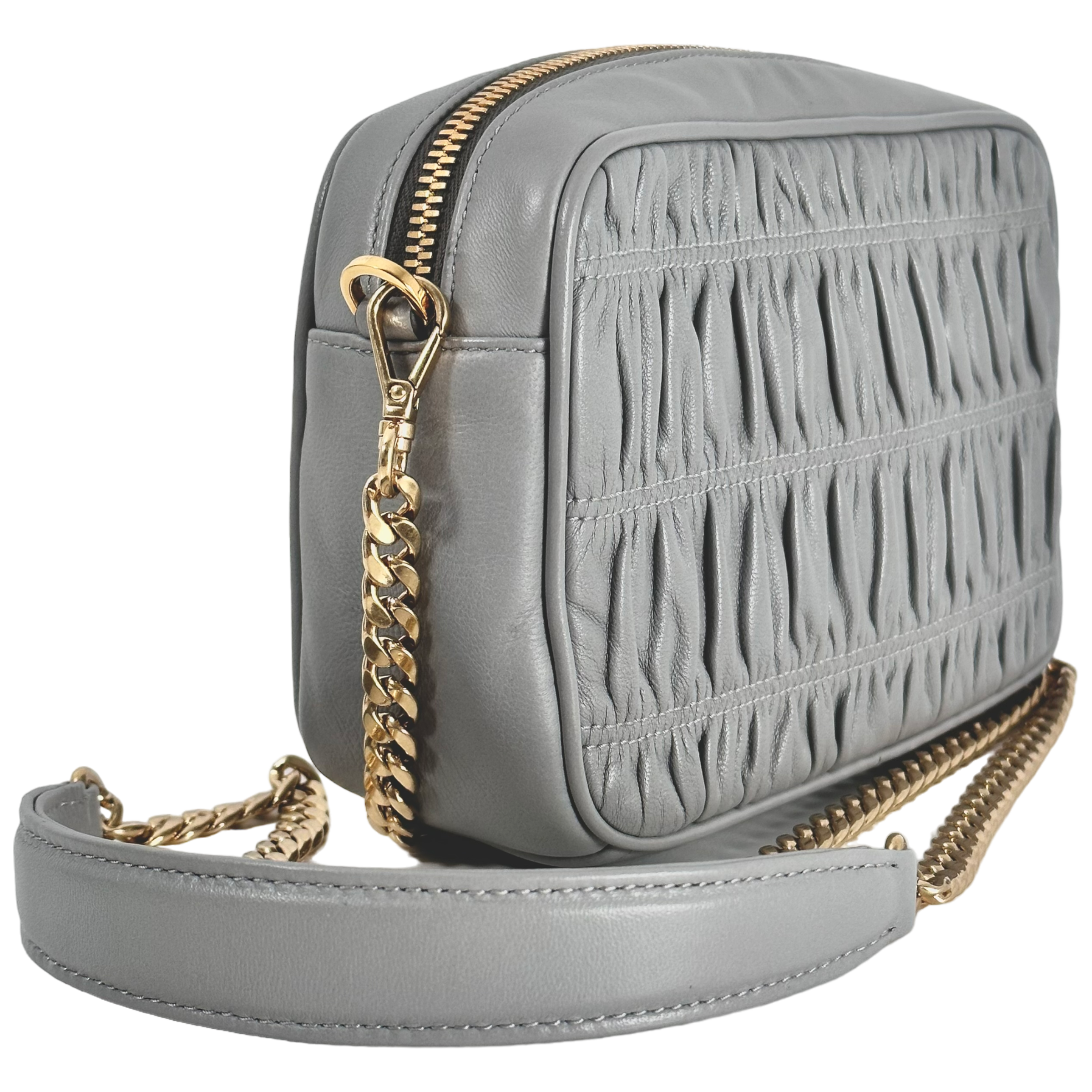 Light Grey Bandoliera Nappa Gaufre Bag