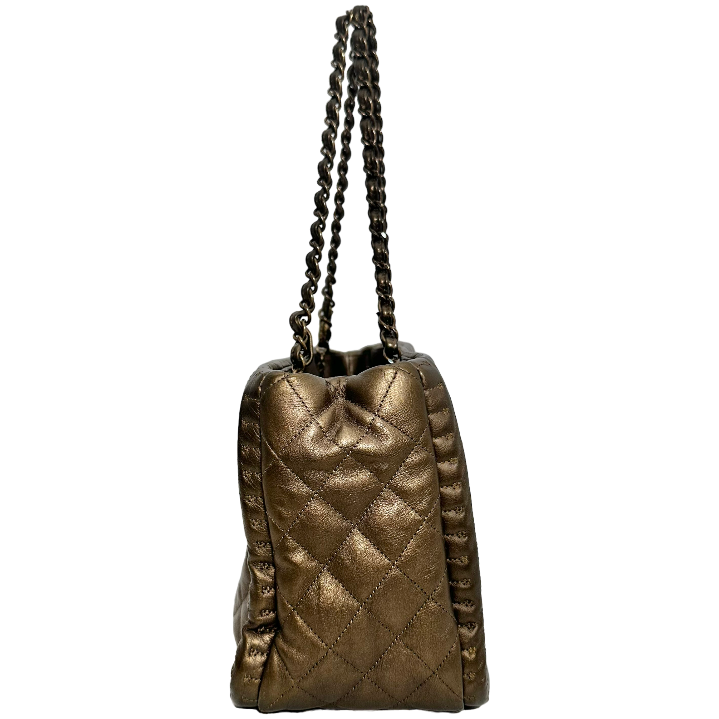 Small Metallic Bronze Quilted Tote