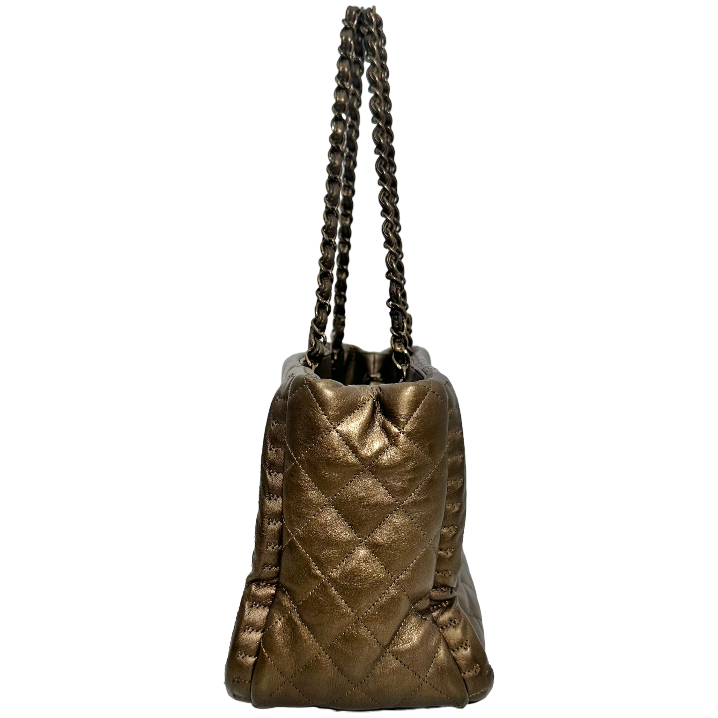 Small Metallic Bronze Quilted Tote