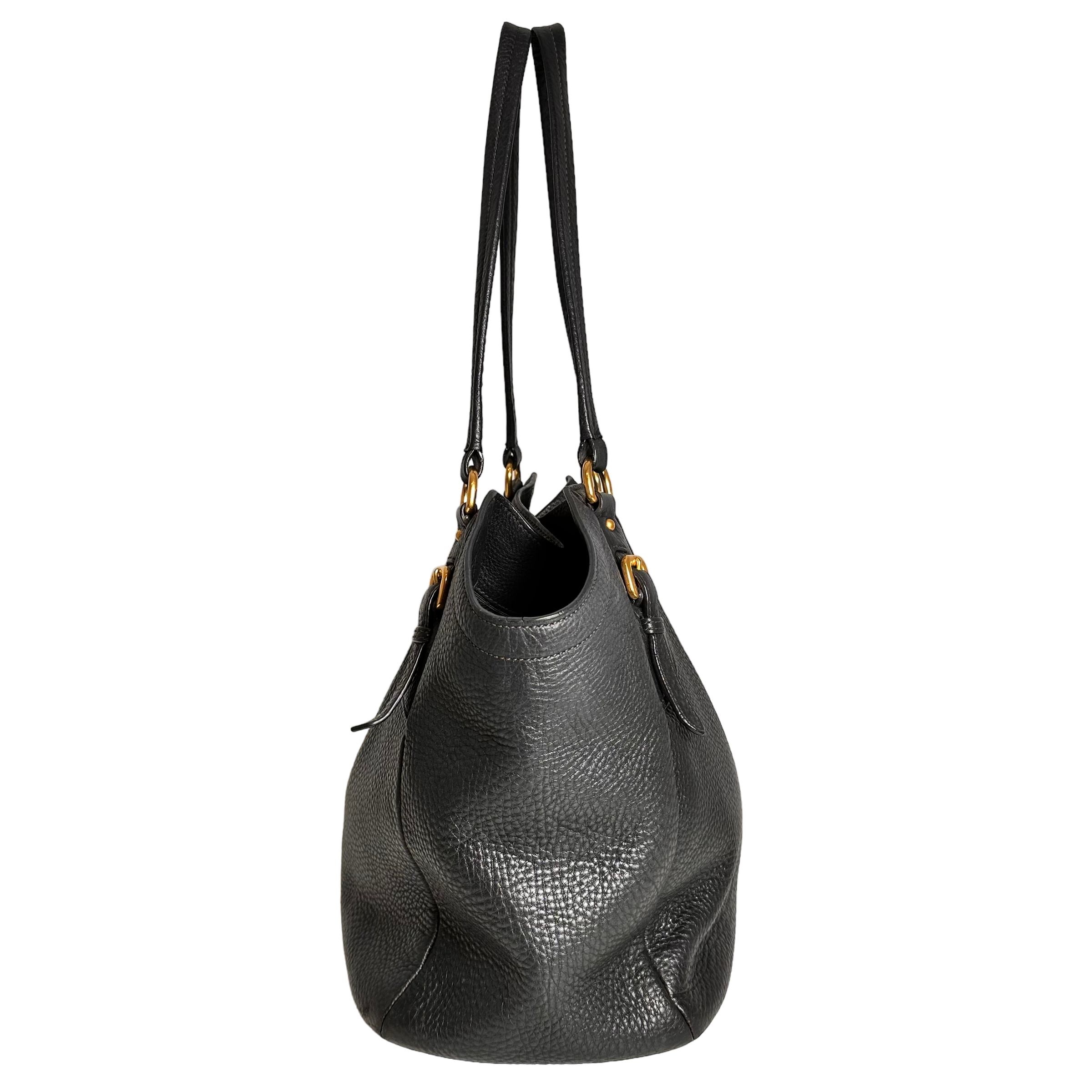 Dark Charcoal Vitello Daino Hobo Tote