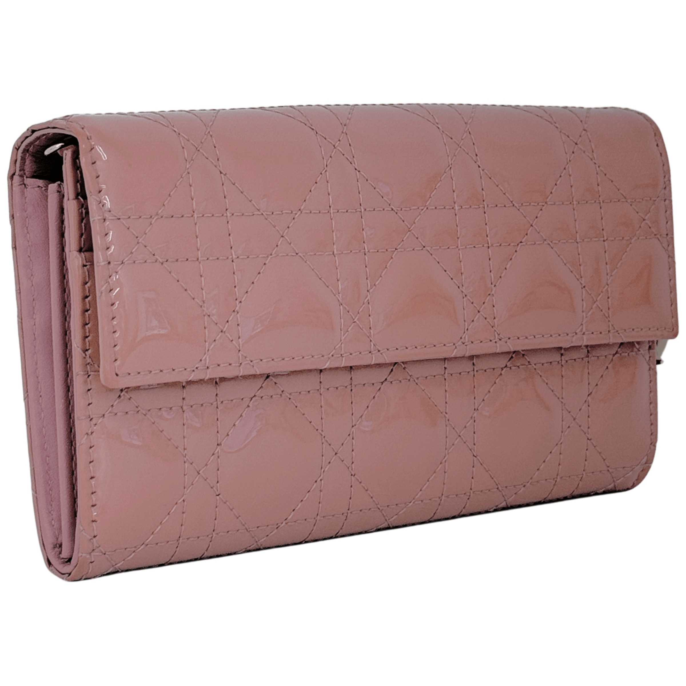 Patent Cannage Lady Dior Long Wallet