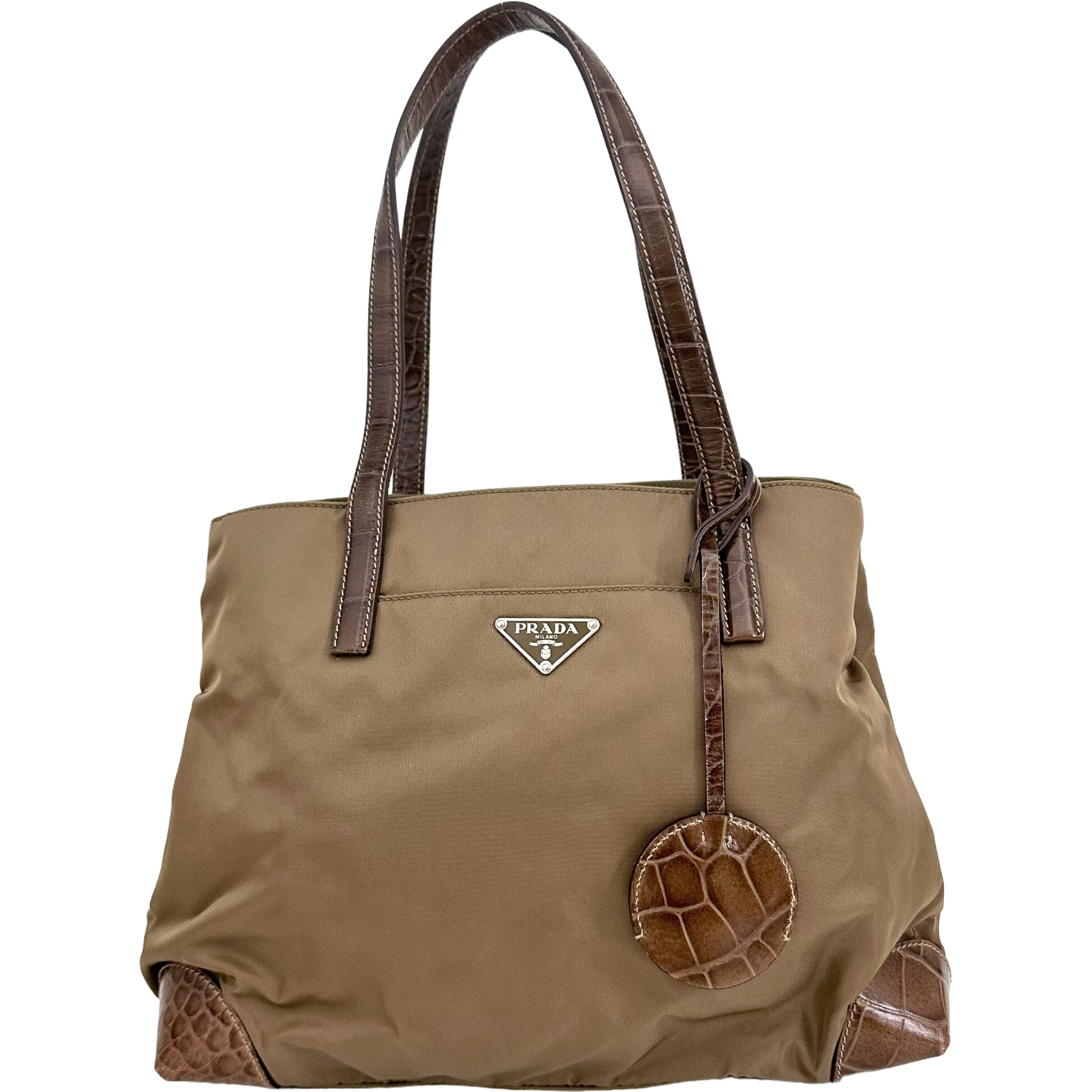Nylon Calfskin Crocodile Embosses Tote