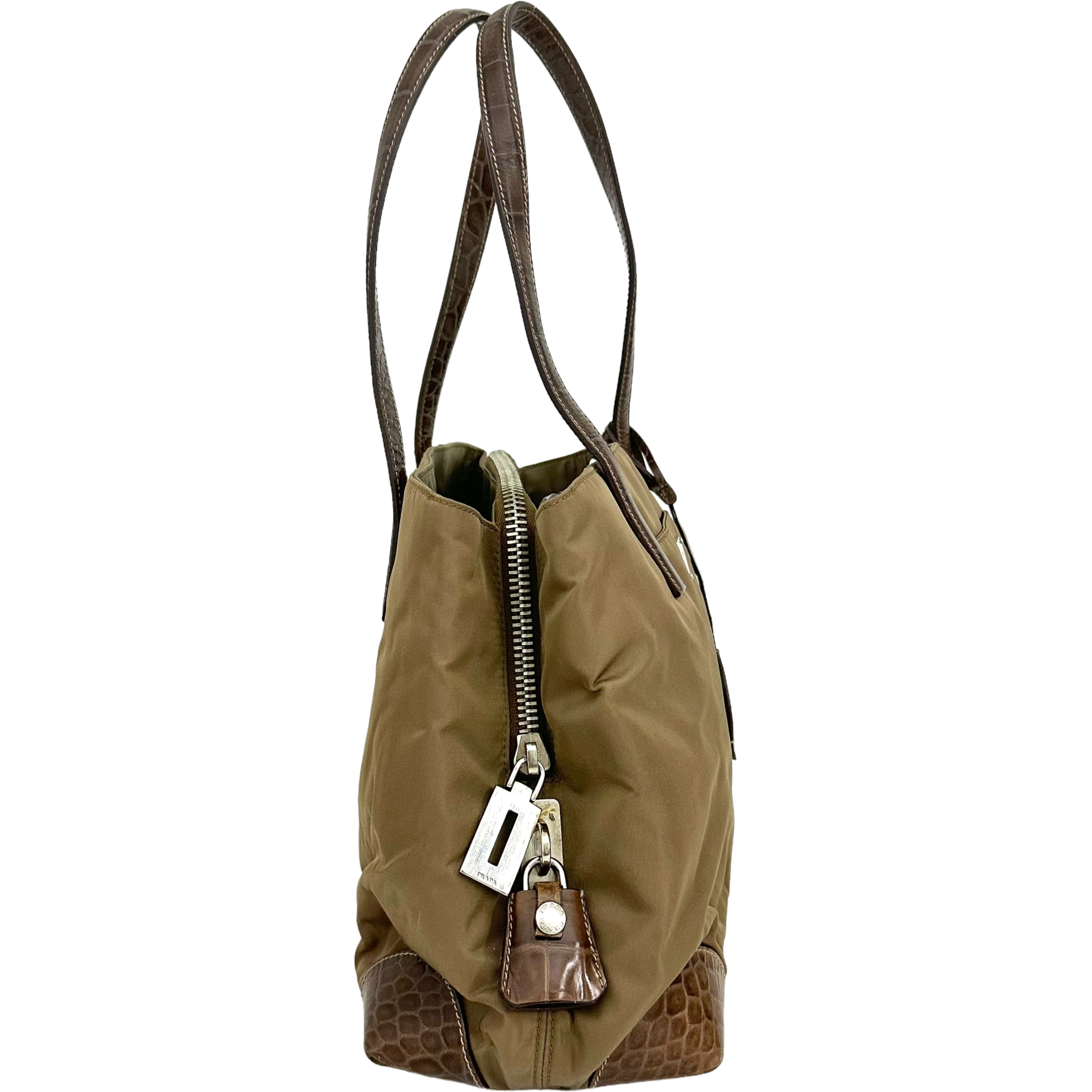 Nylon Calfskin Crocodile Embosses Tote