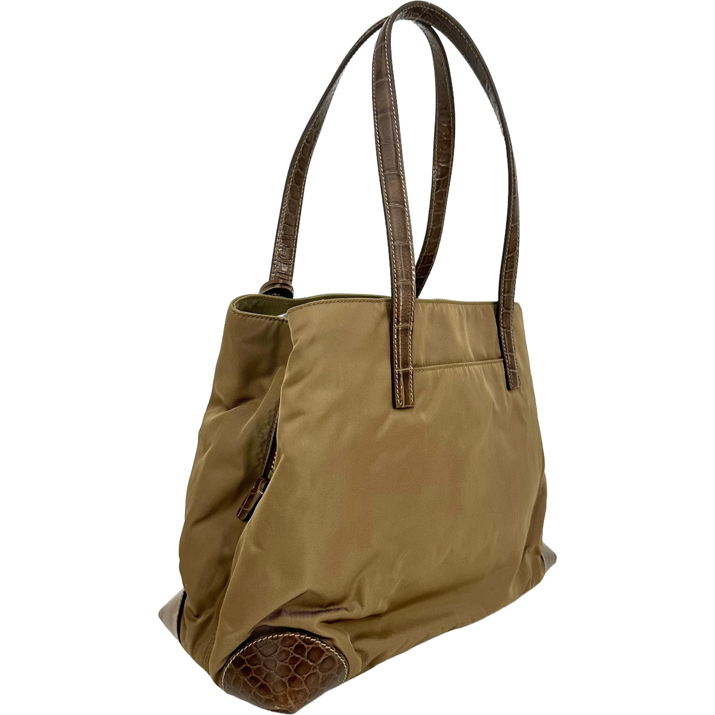 Nylon Calfskin Crocodile Embosses Tote