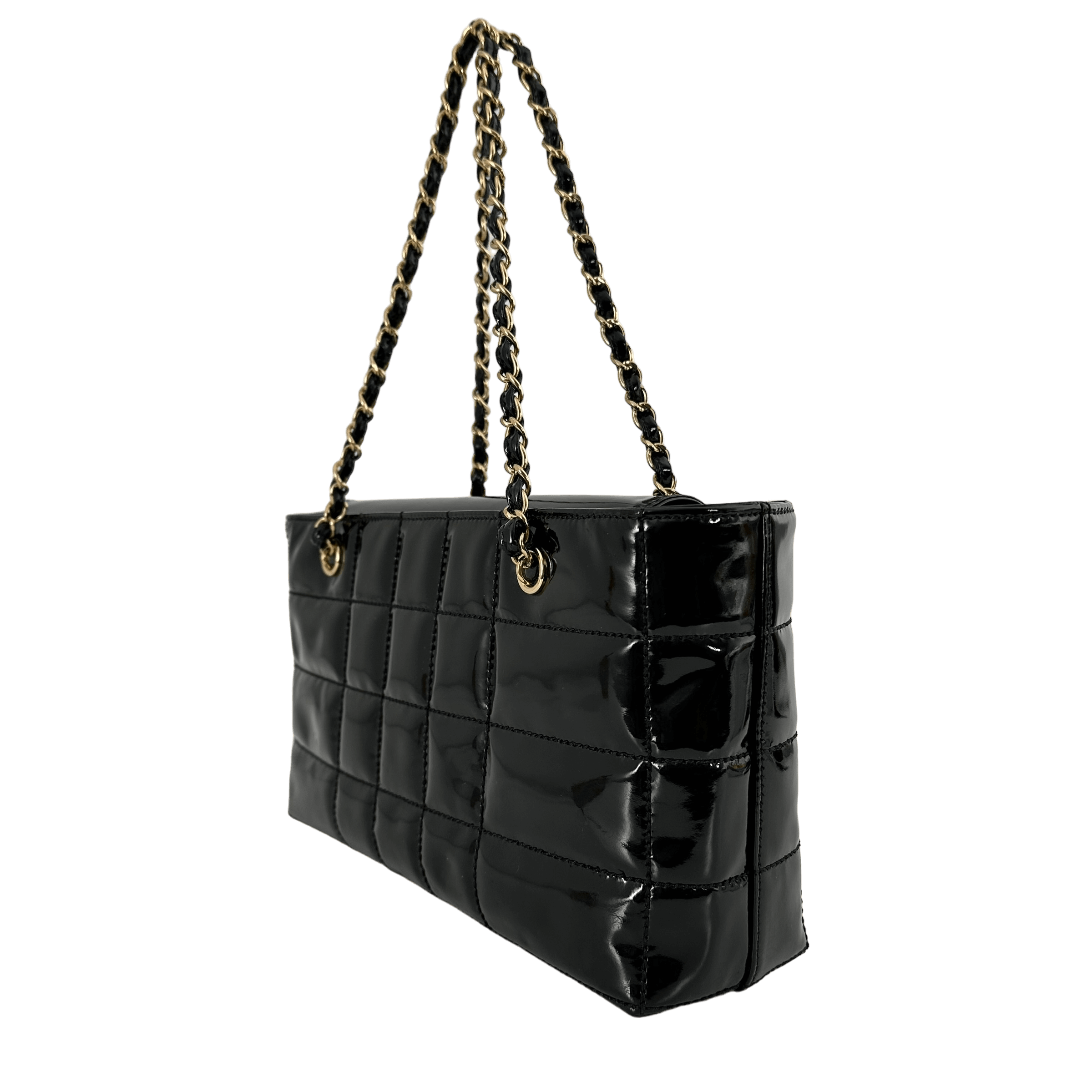 Quilted Patent Square Shoulder Bag