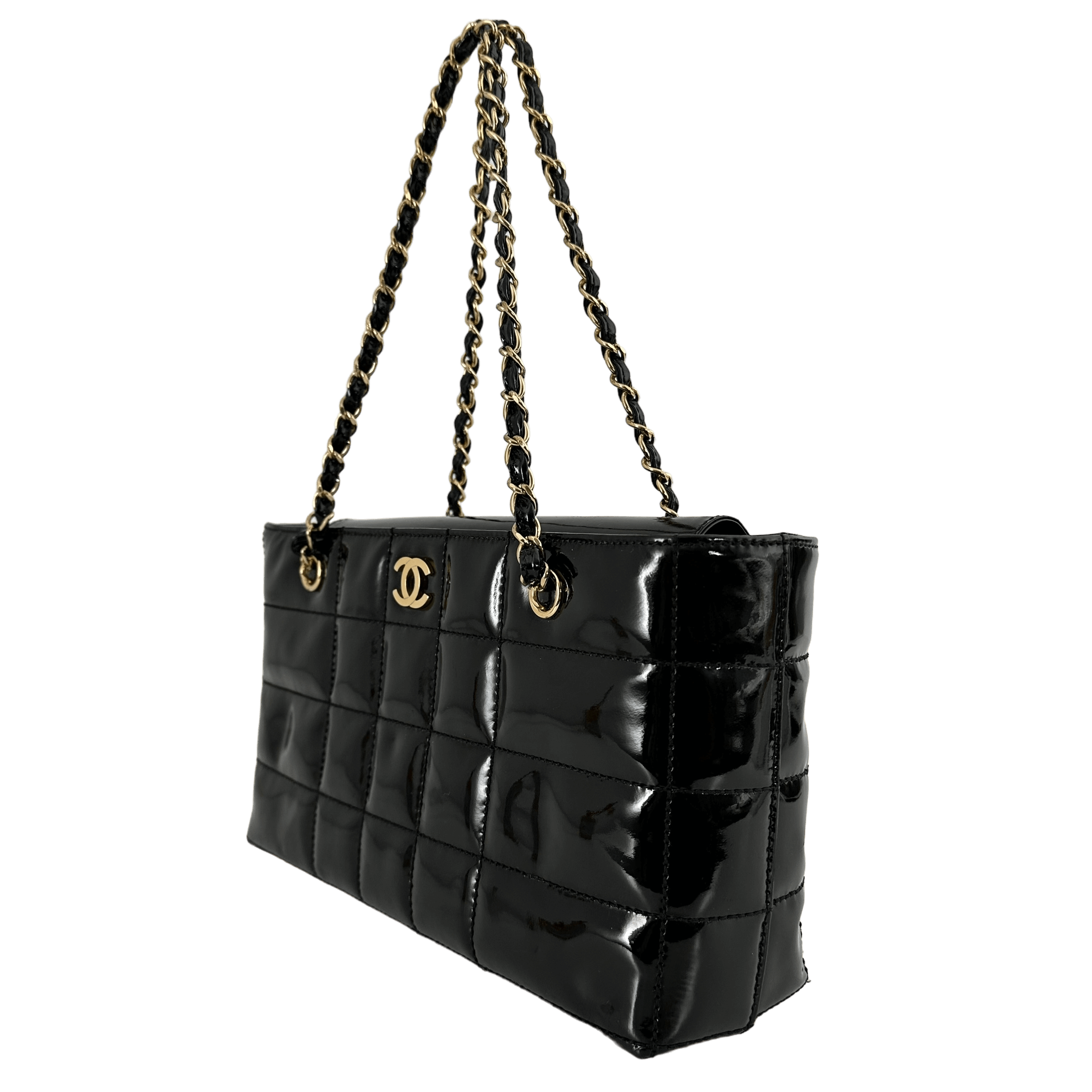 Quilted Patent Square Shoulder Bag