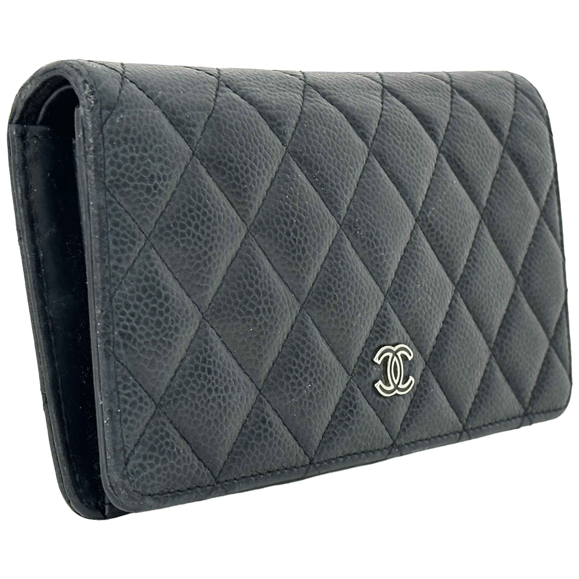 Navy Caviar Bi-Fold Wallet