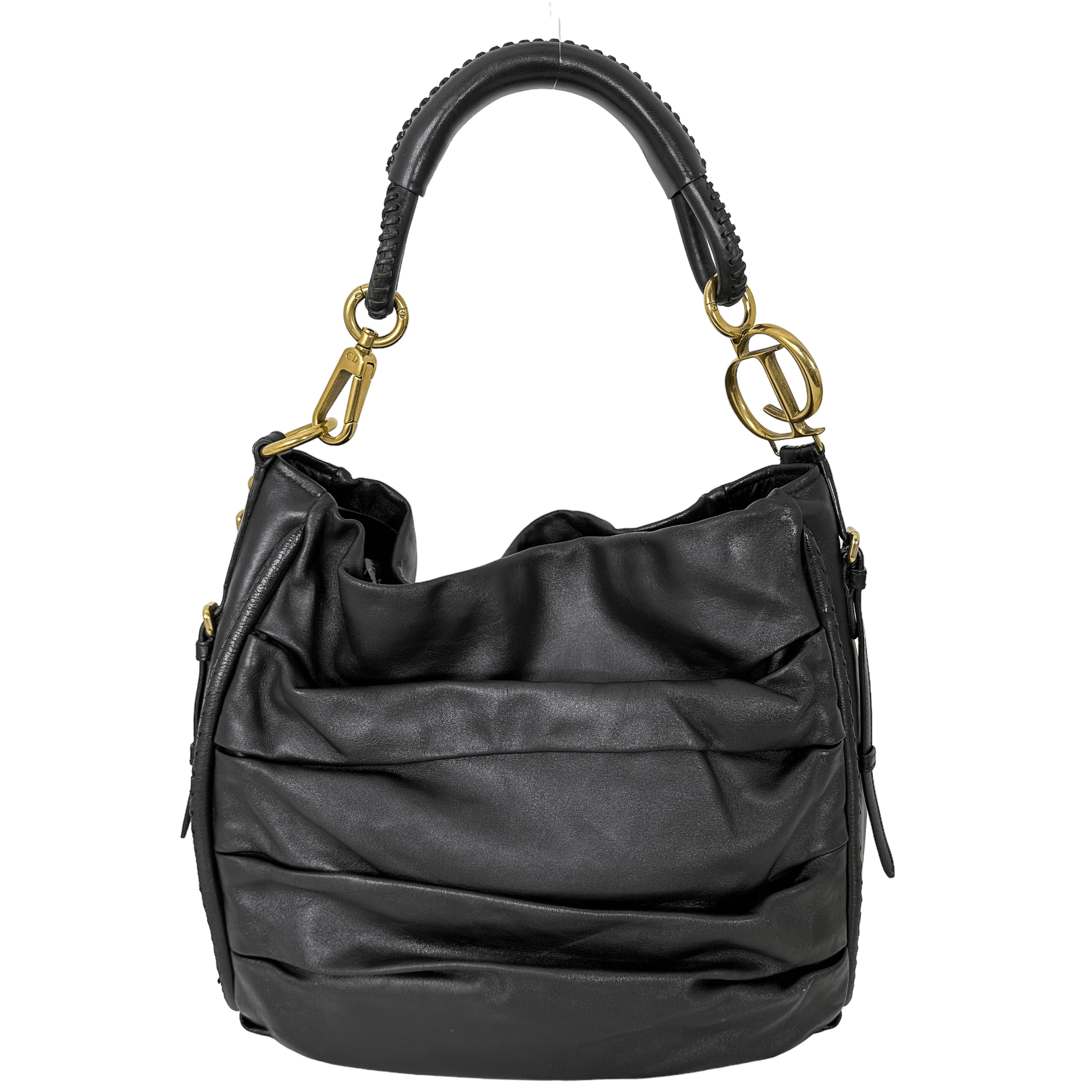 CD DARK BROWN CALFSKIN SHOULDER BAG