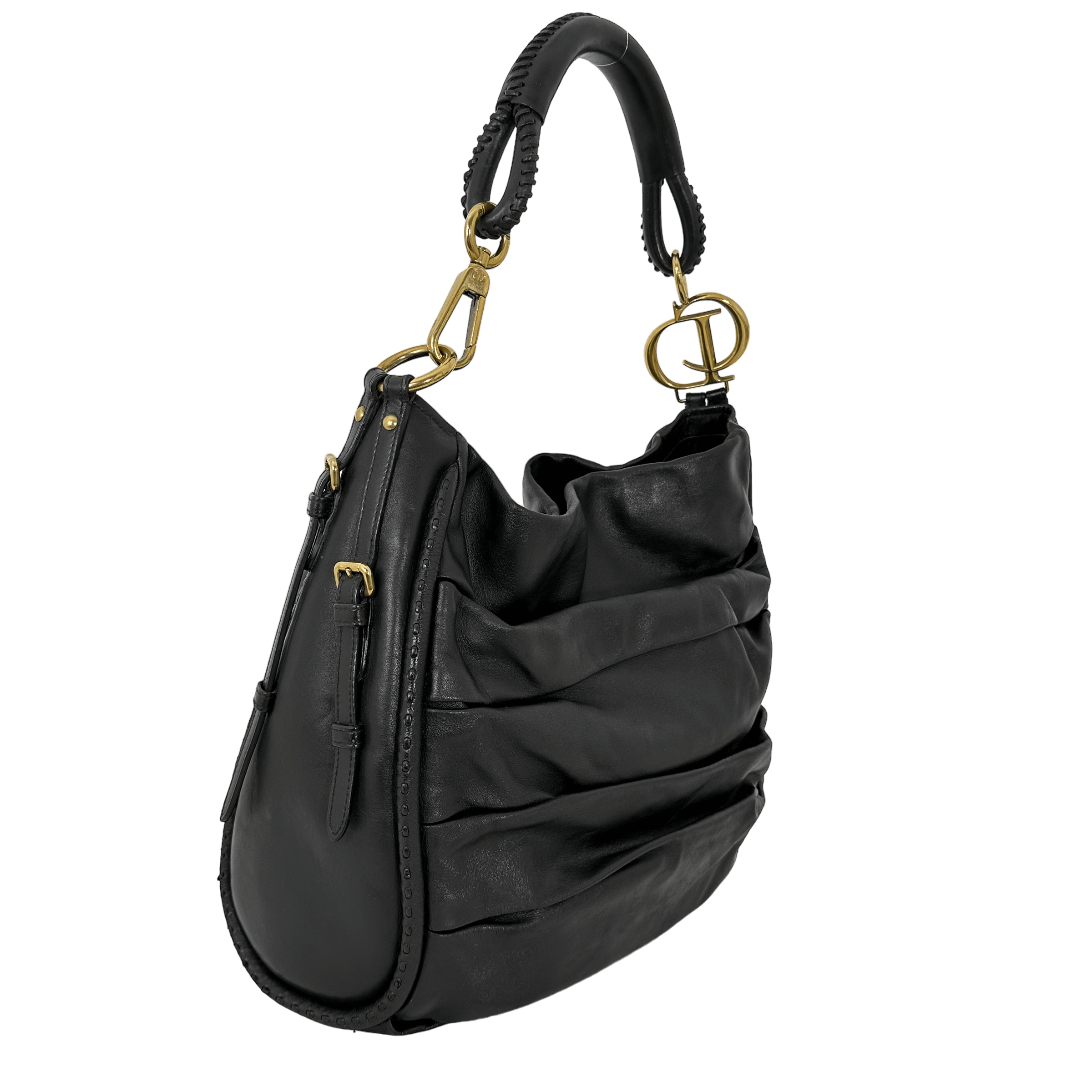 CD DARK BROWN CALFSKIN SHOULDER BAG
