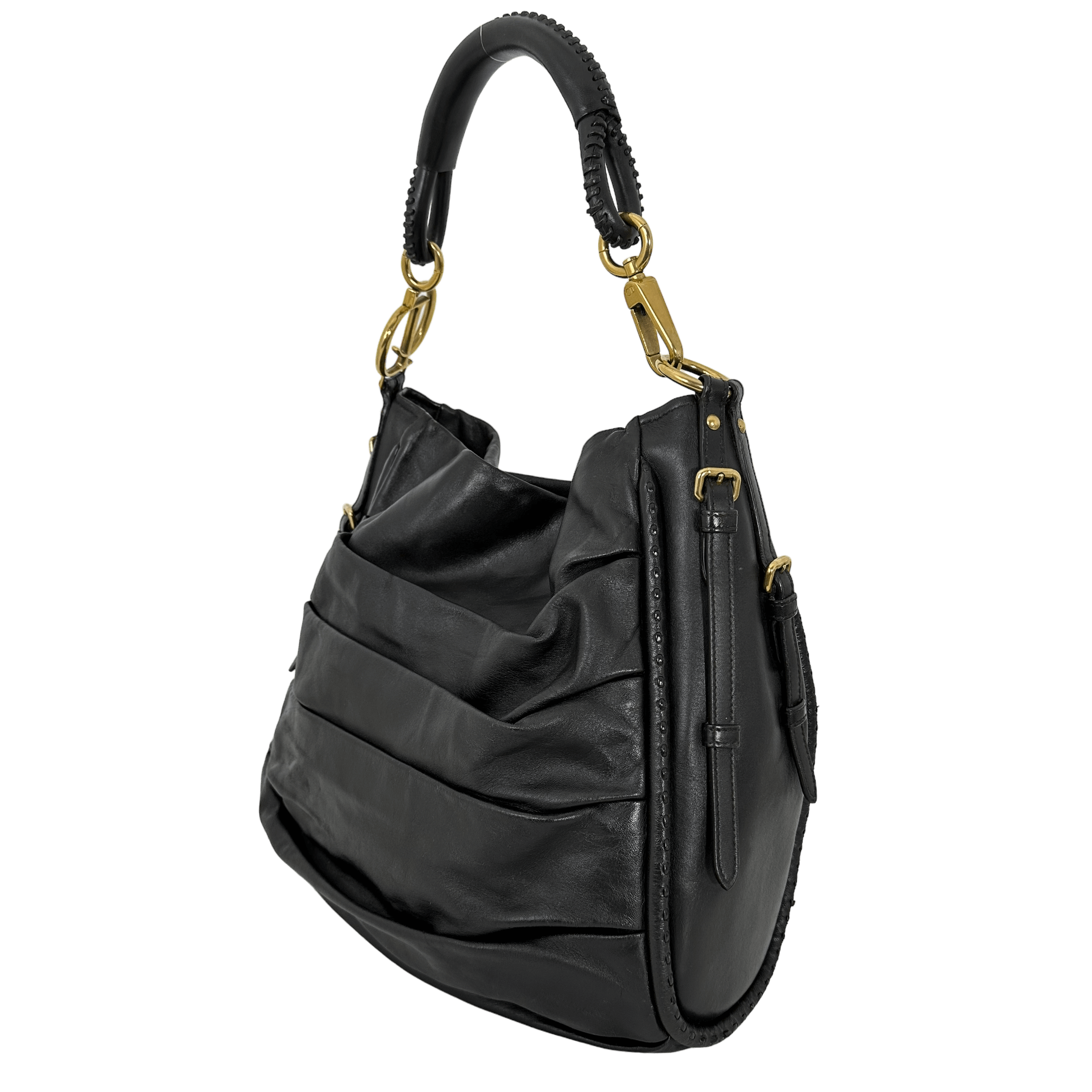 CD DARK BROWN CALFSKIN SHOULDER BAG