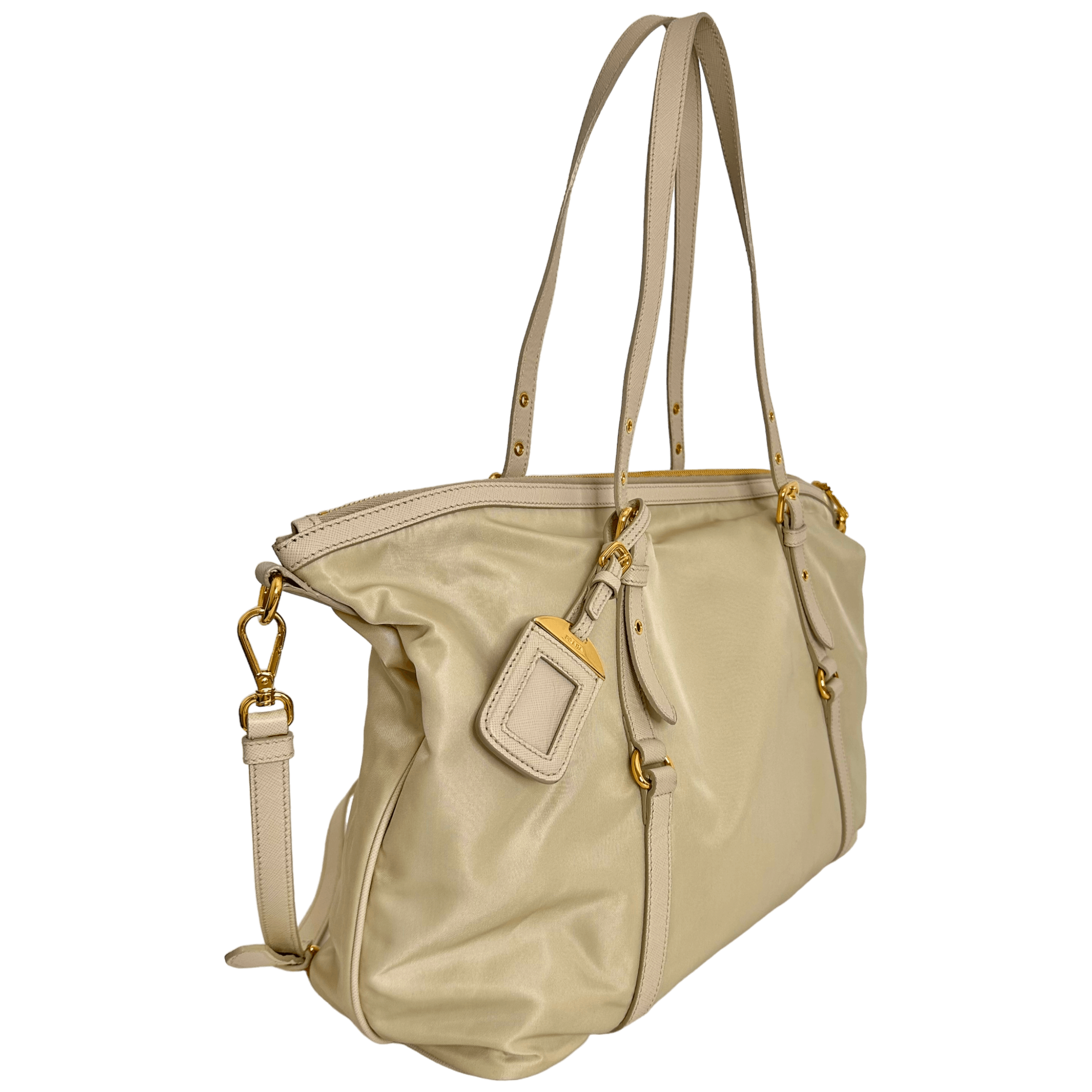 Ivory Nylon Tessuto Tote