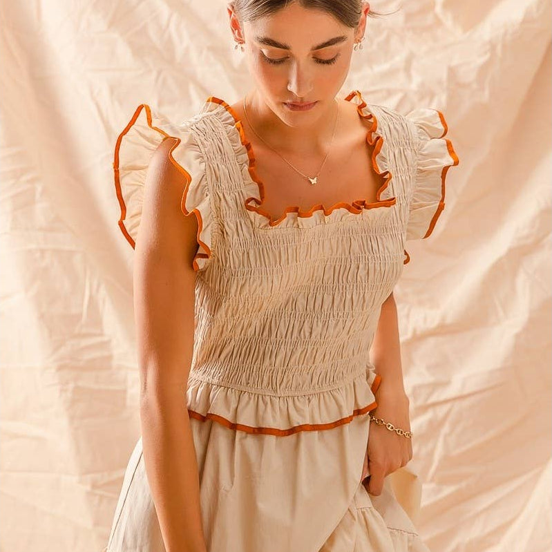 SMOCKED TIERED DRESS