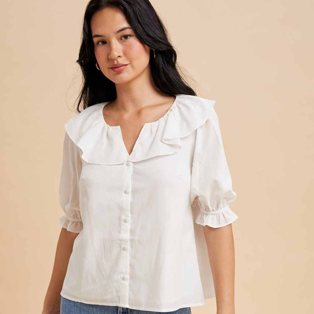 RUFFLED COLLAR BLOUSE