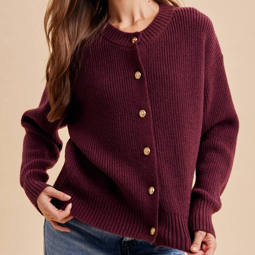 GOLD BUTTON KNITTED CARDIGAN