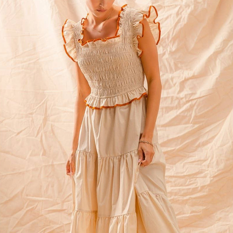 SMOCKED TIERED DRESS