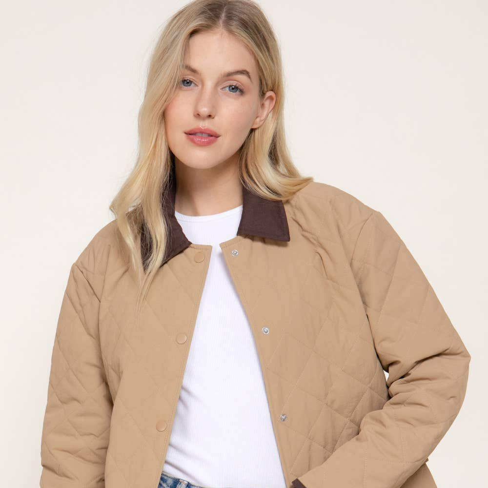 Lapel Collar Quilted Jacket