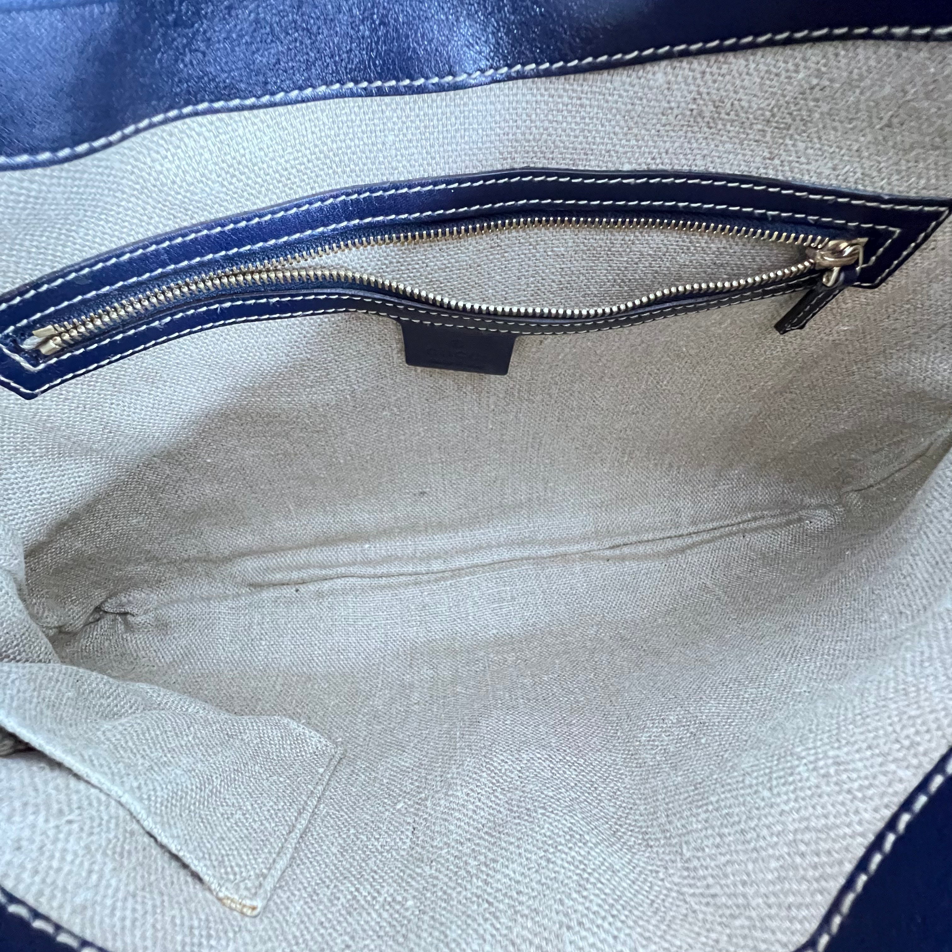 Navy Leather Jackie