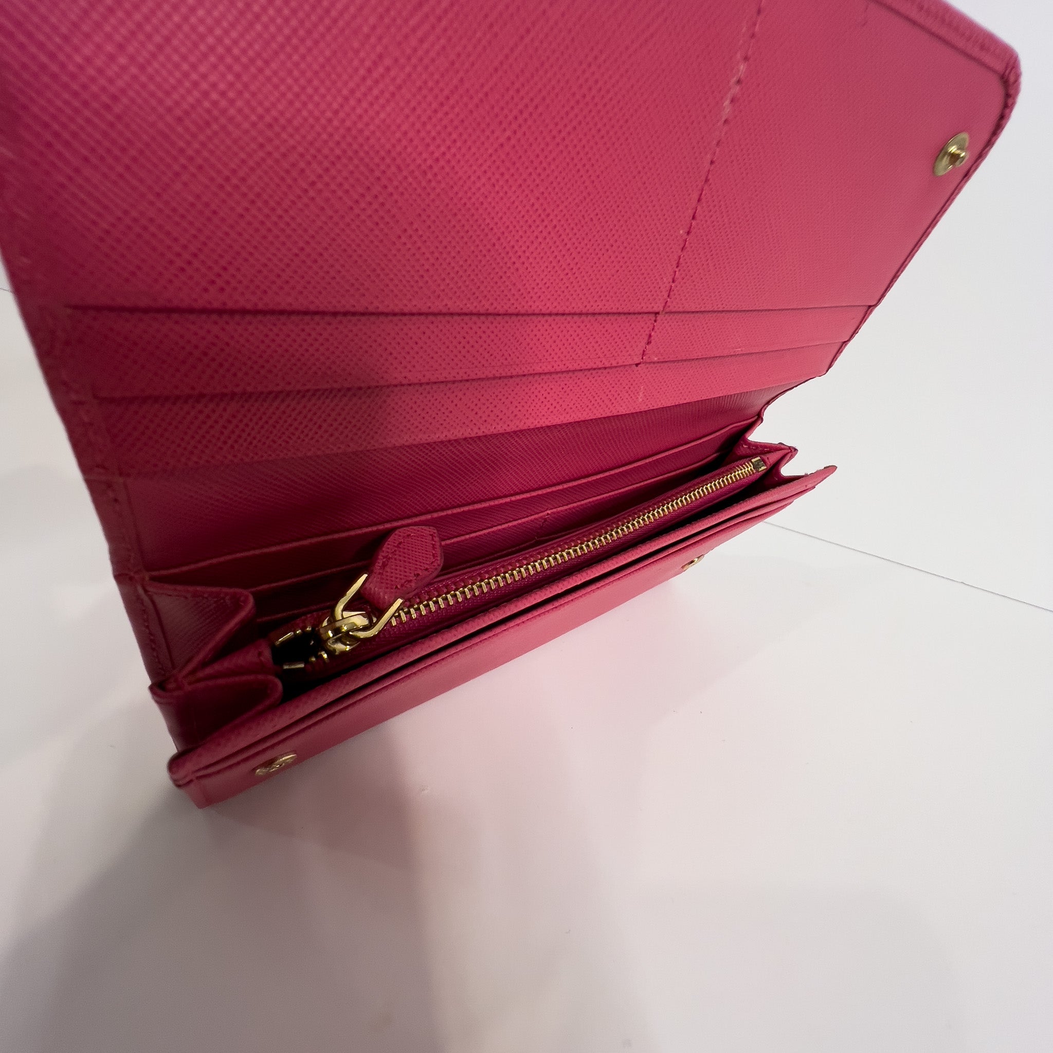 Pink Saffiano Wallet with Chain
