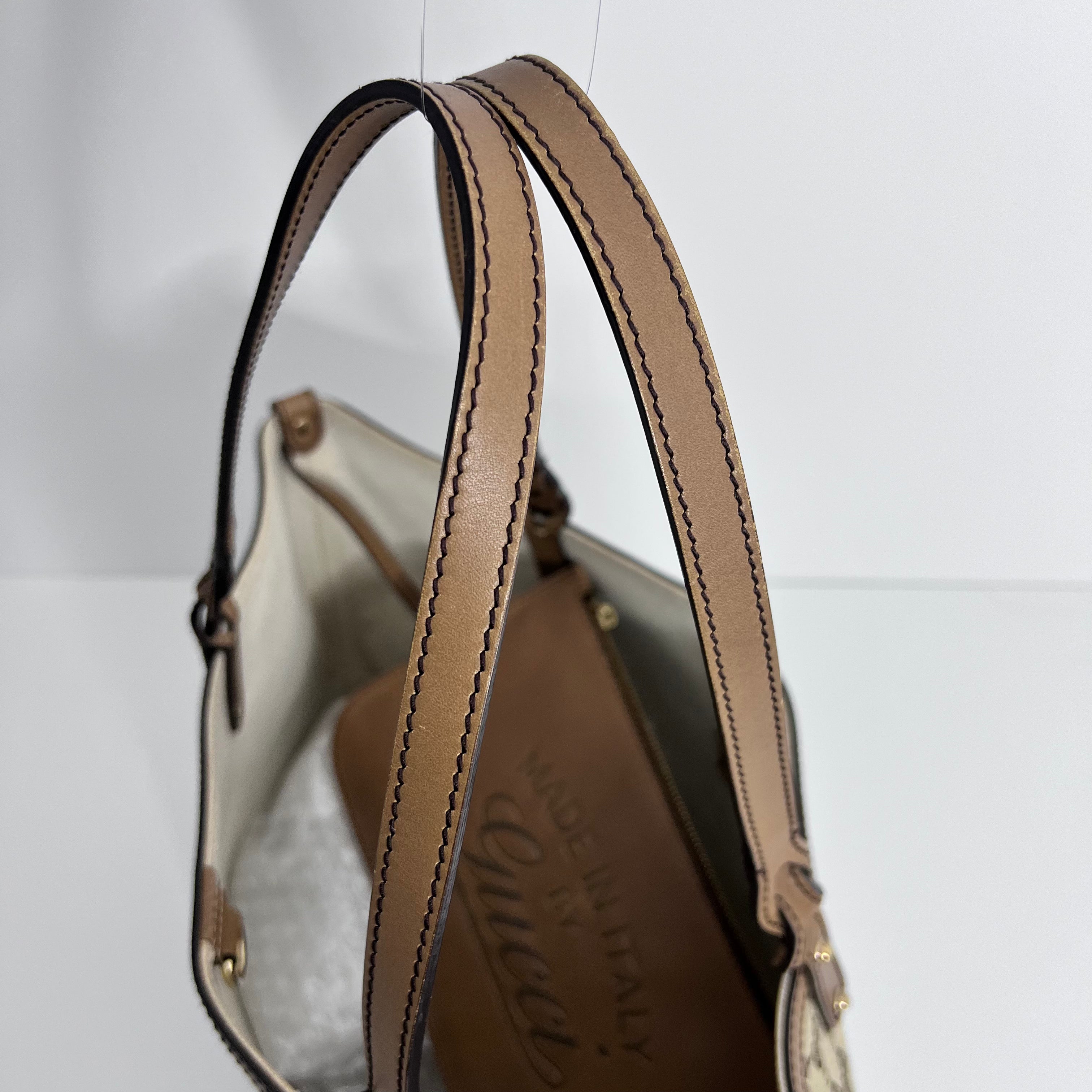 GG Brown Leather Tote w/ Pouch
