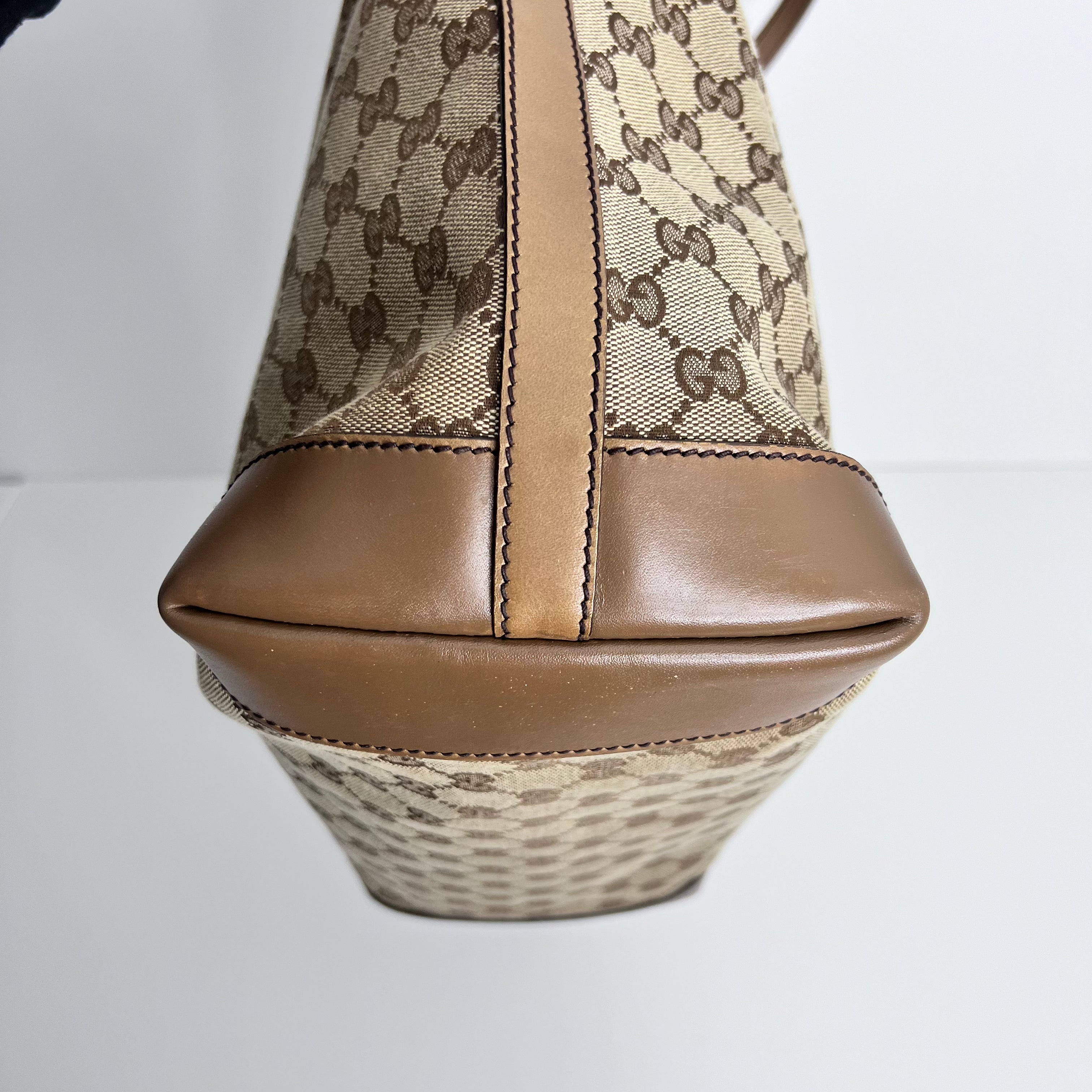 GG Brown Leather Tote w/ Pouch