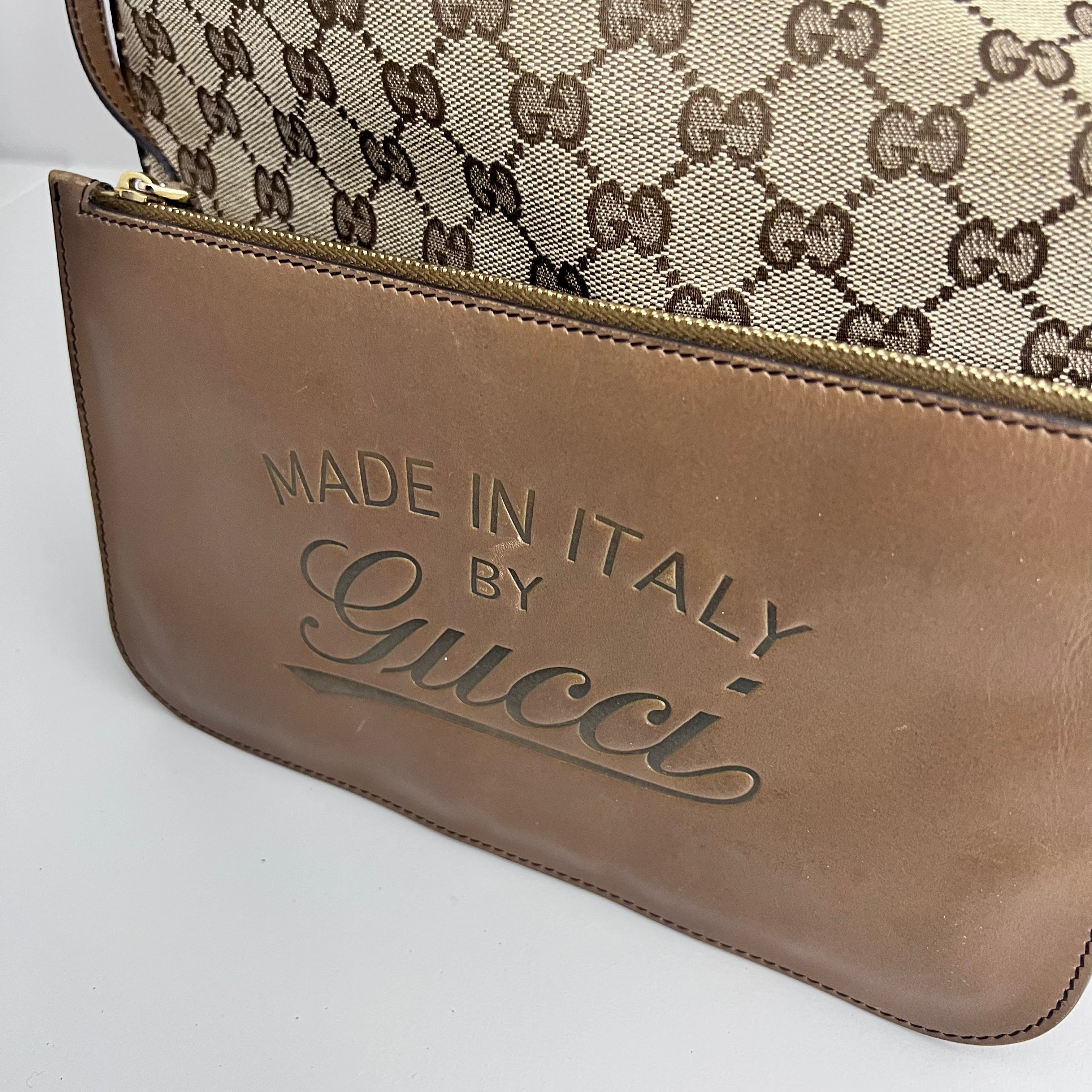GG Brown Leather Tote w/ Pouch