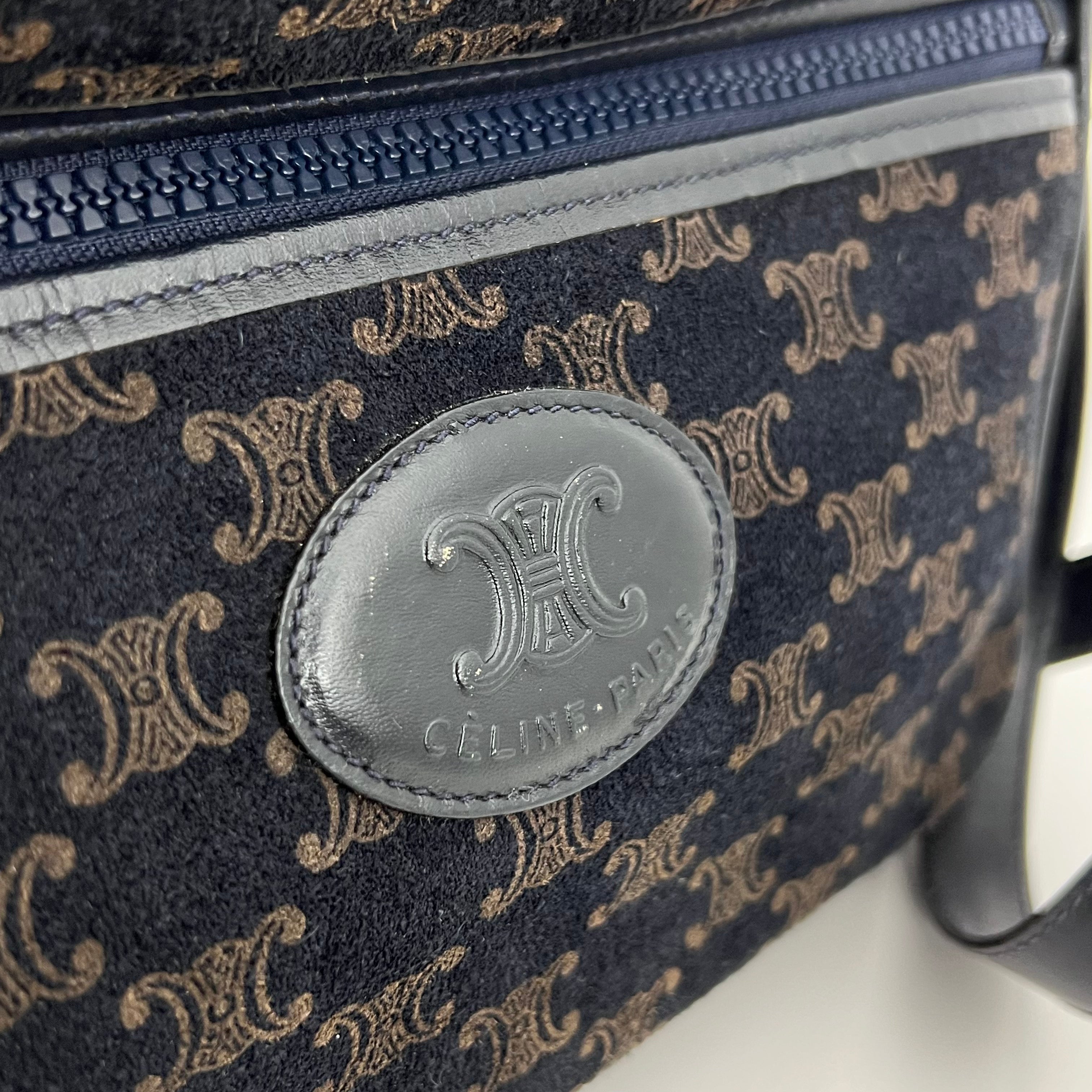 Navy Velvet Macadam Shoulder Bag