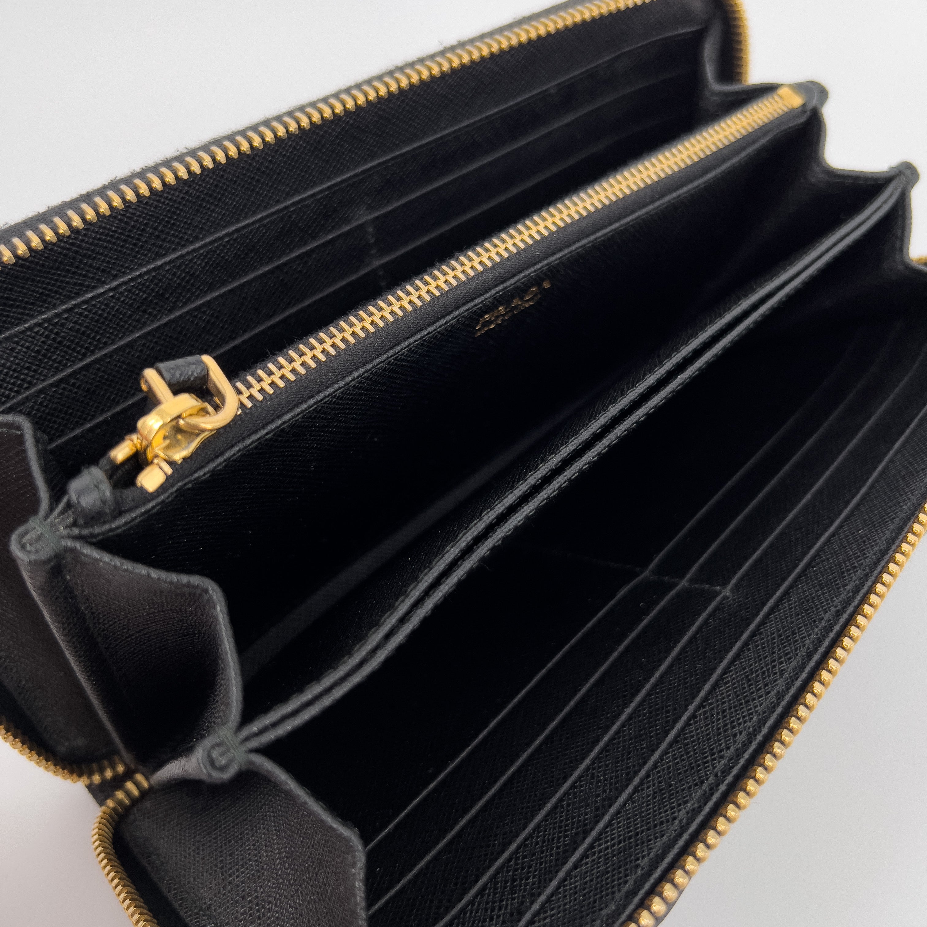Black Saffiano Zip Around Wallet