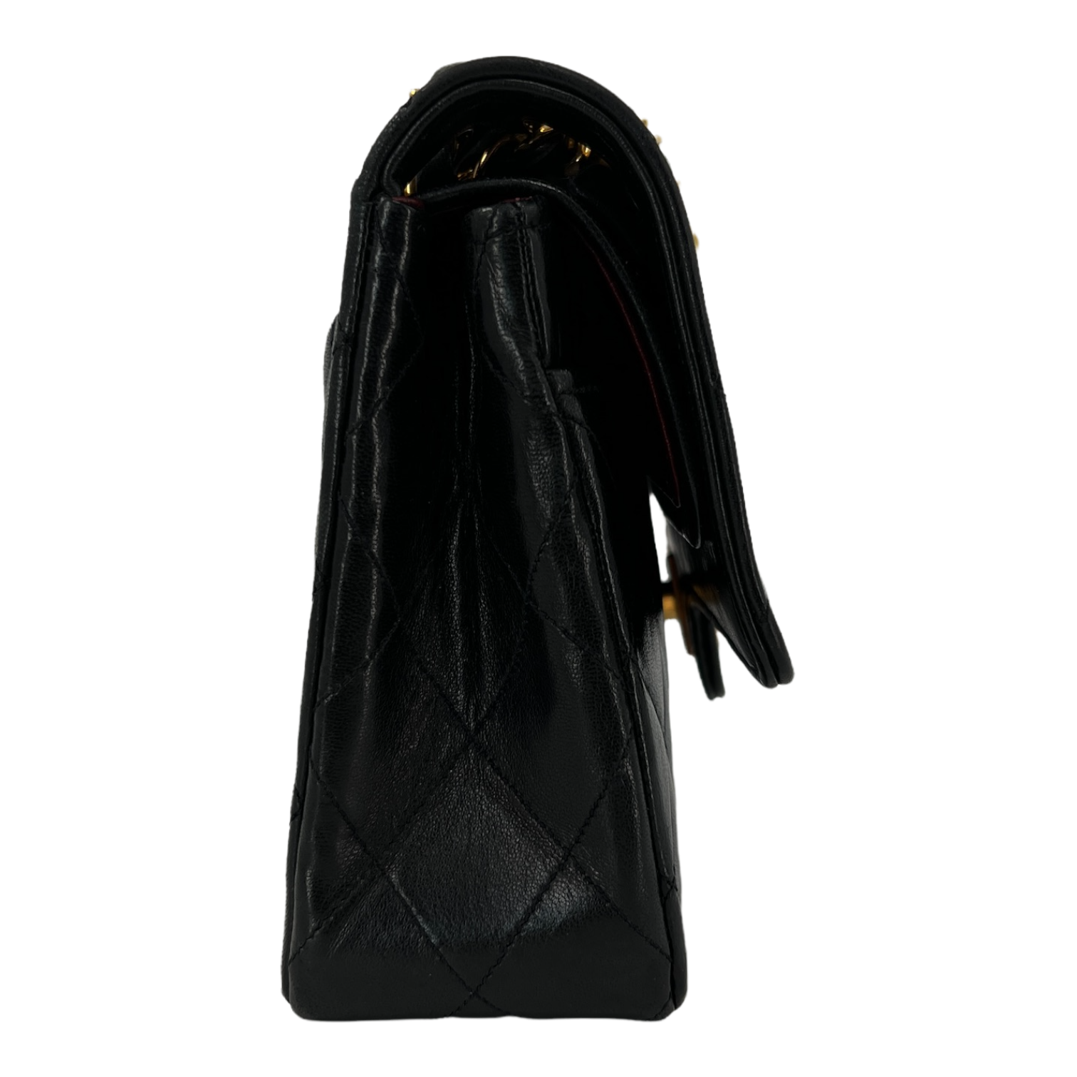 Black Small Quilted Lambskin Double Flap Bag