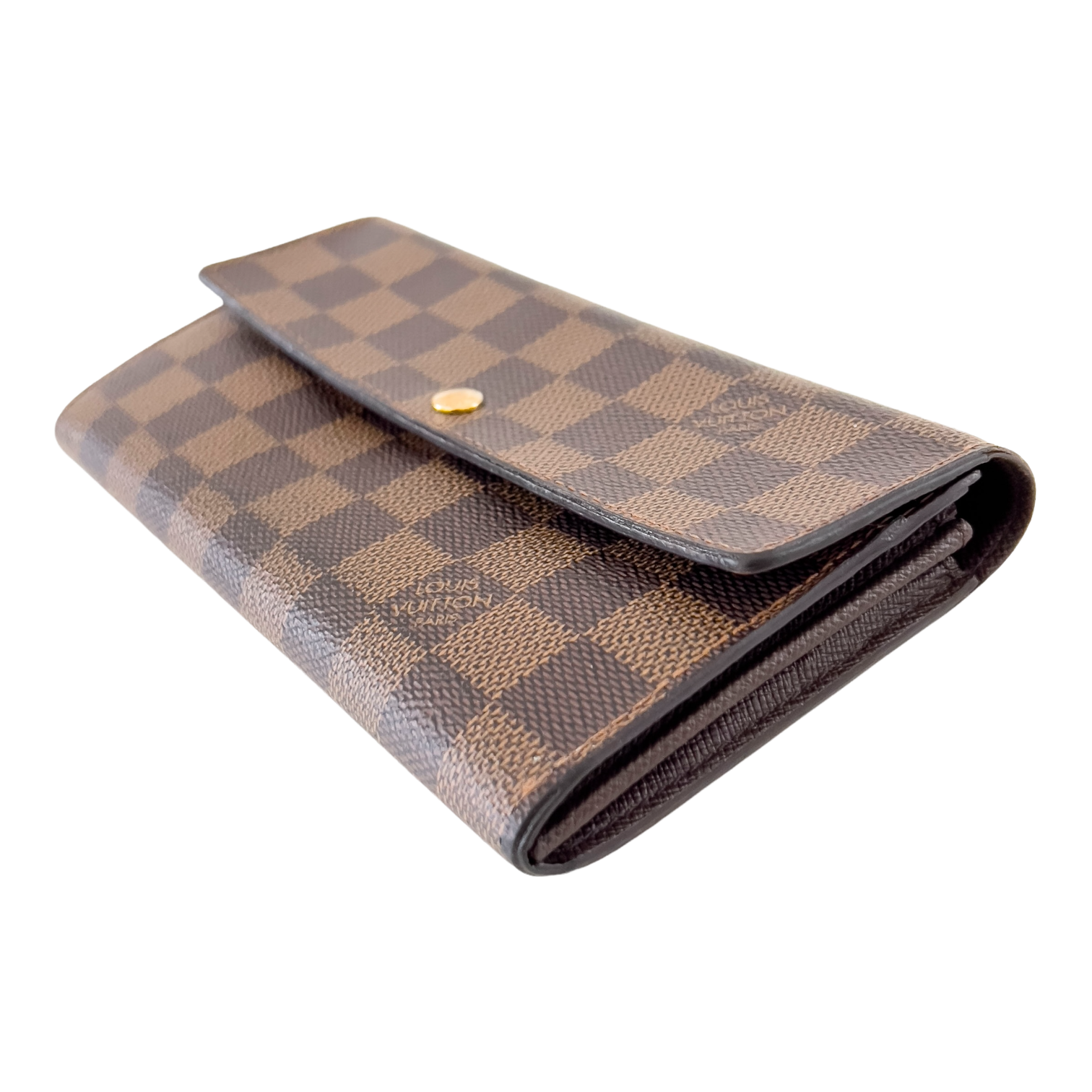 Damier Ebene Wallet with Gold Chain