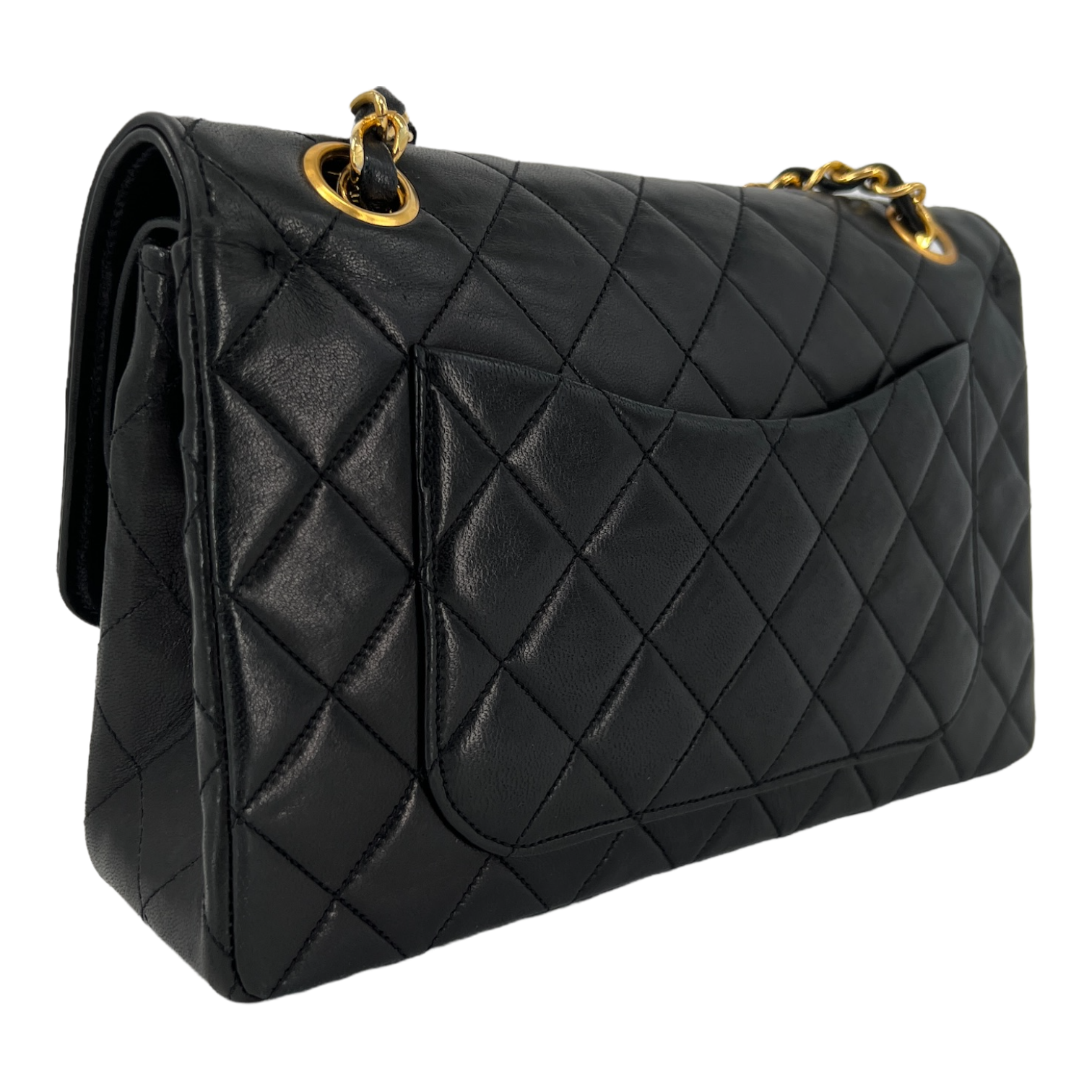 Black Small Quilted Lambskin Double Flap Bag