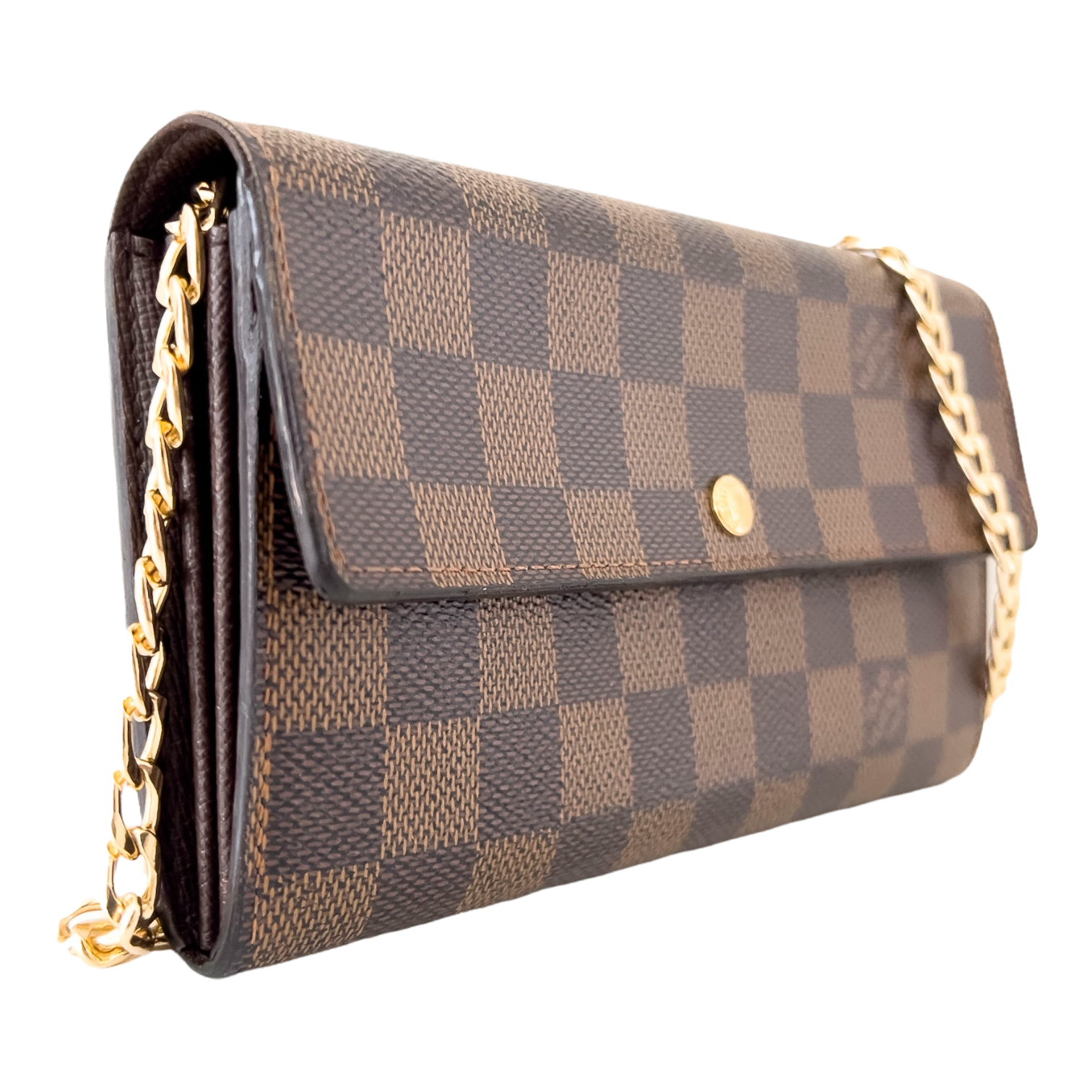 Damier Ebene Wallet with Gold Chain