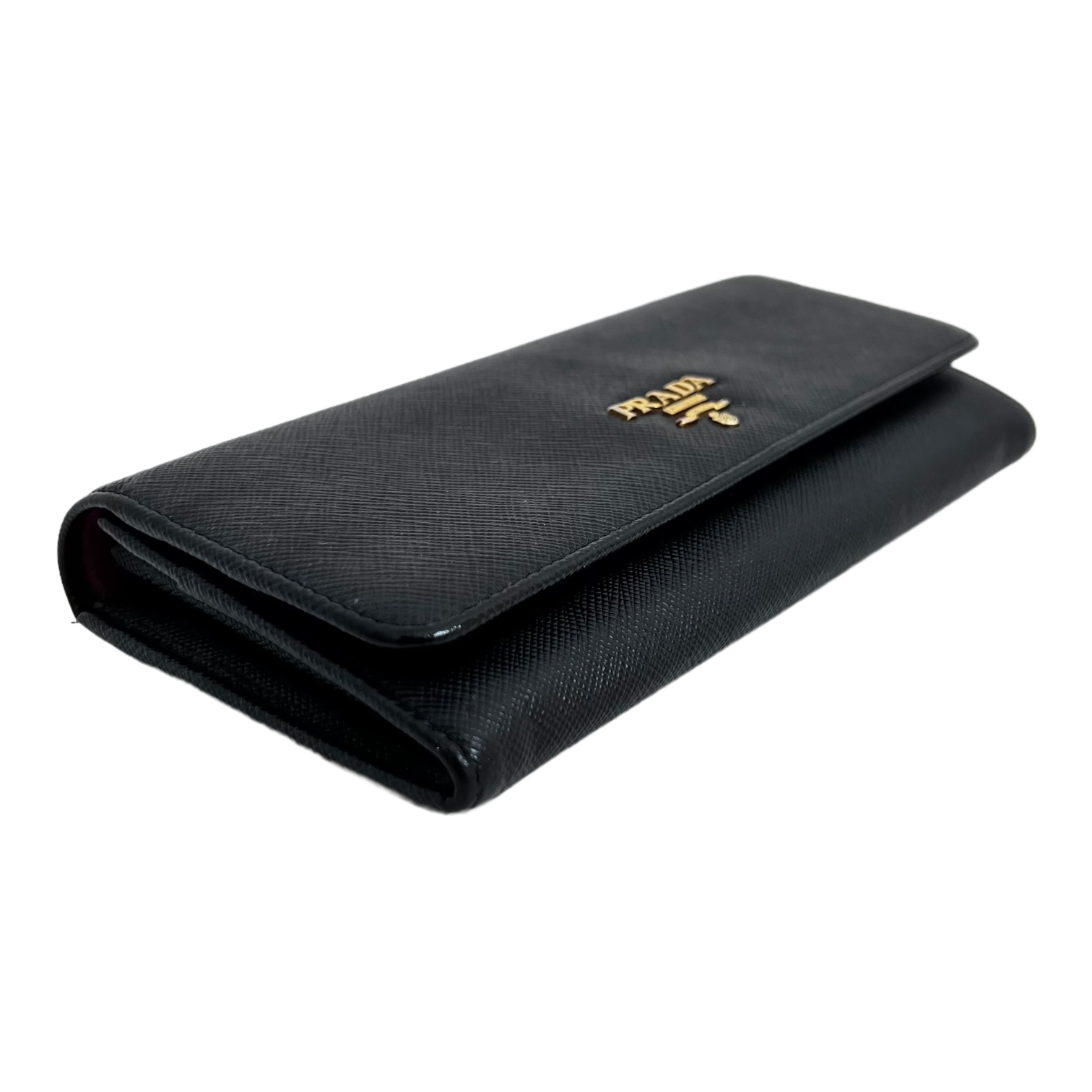 Black Saffiano Wallet with Gold Chain